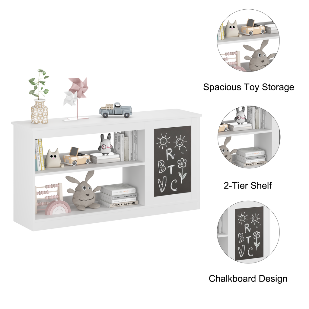 Modern White 3-in-1 Kids Bookshelf and Toy Storage Cabinet