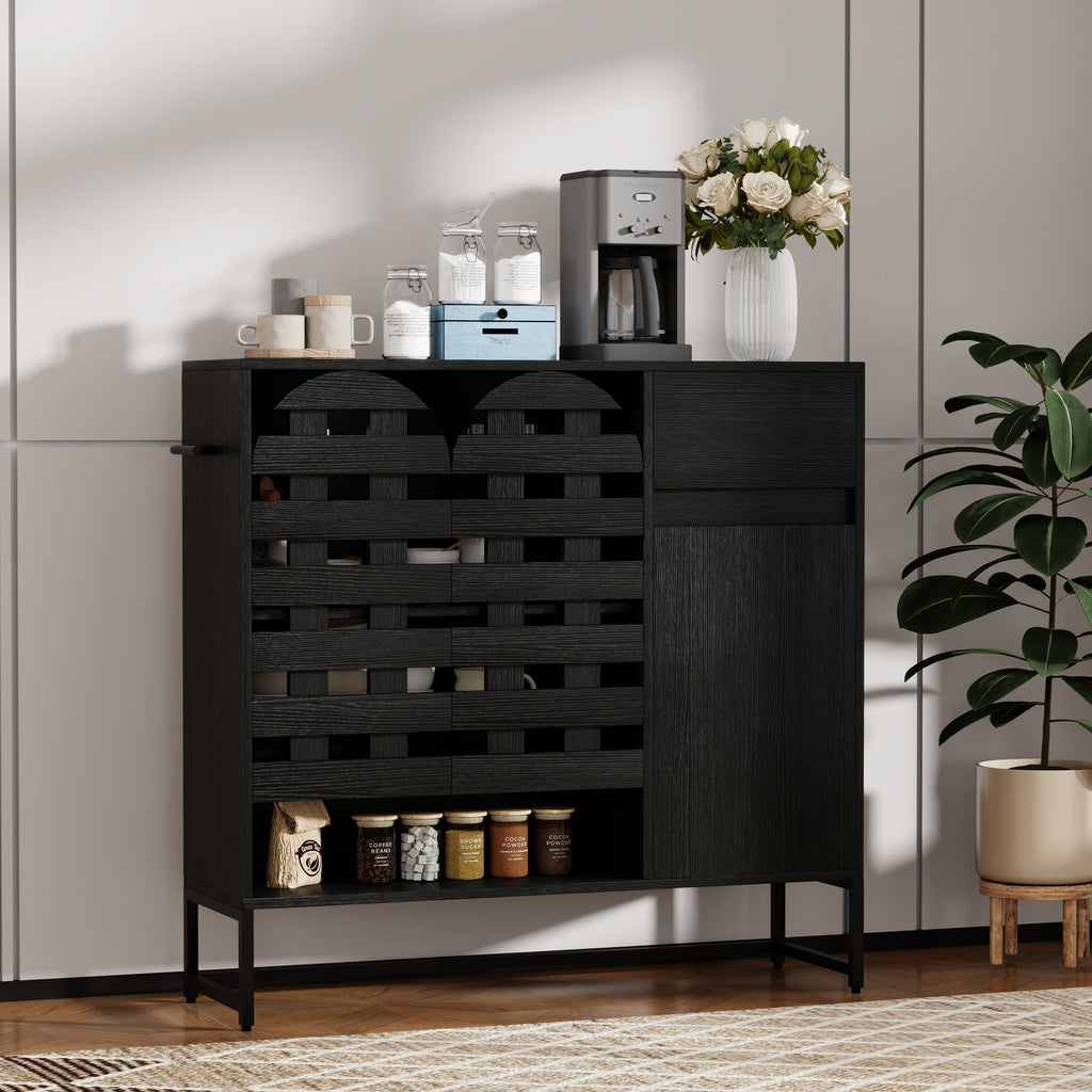 44.49' Black Woven Door Accent Cabinets
