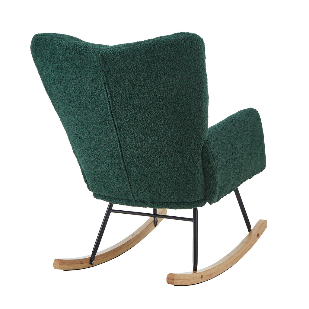 Tufted Upholstered Teddy Fabric Glider Rocking Chair