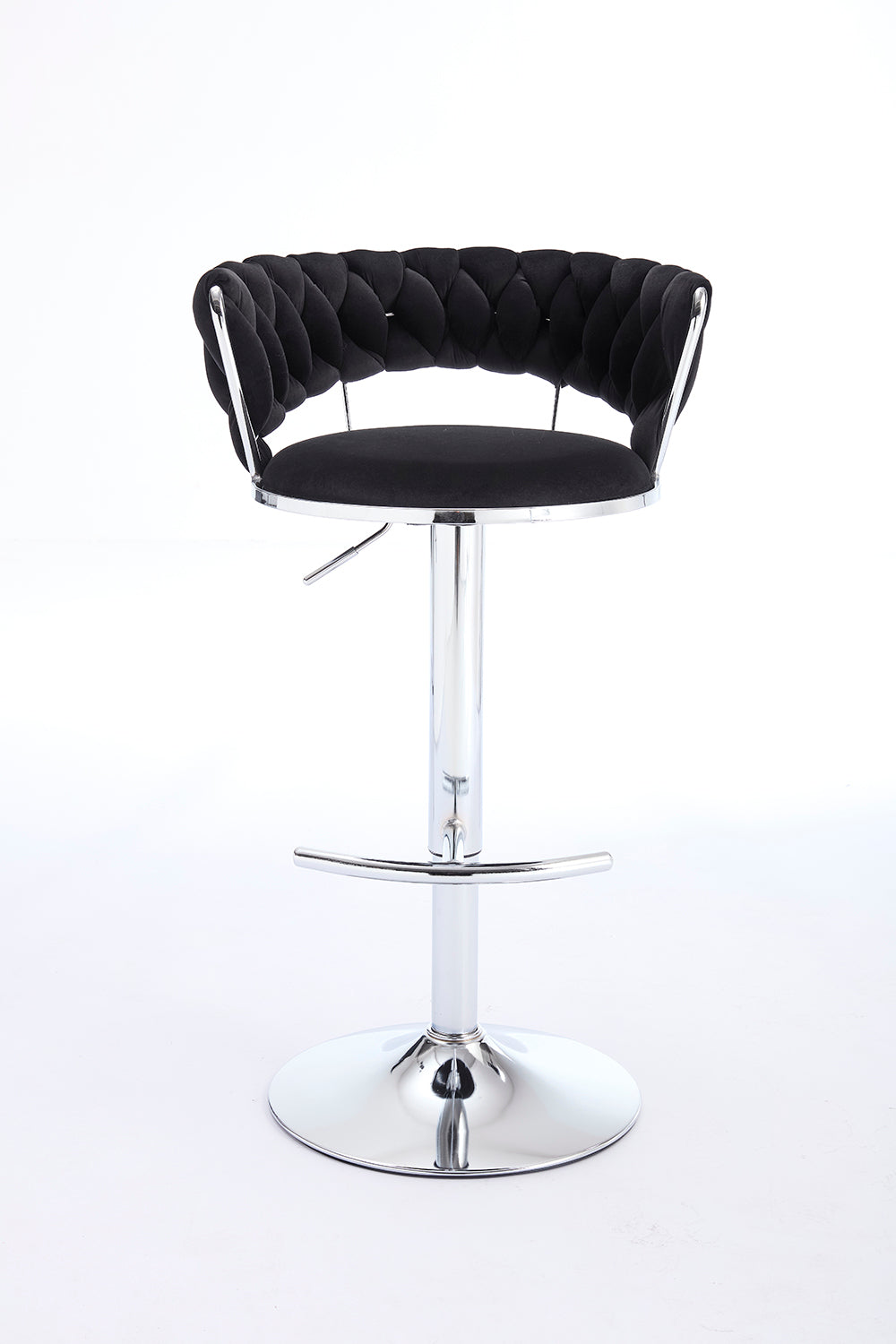 2PCS Metal Bar Stools with Chrome Footrest and Base