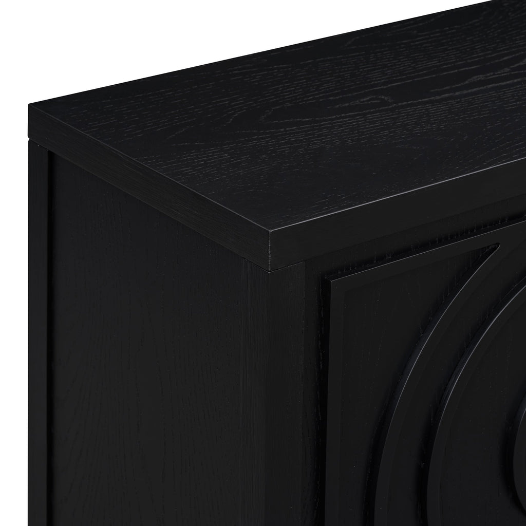 60" Circular Groove Design Sideboard Door for Living Room