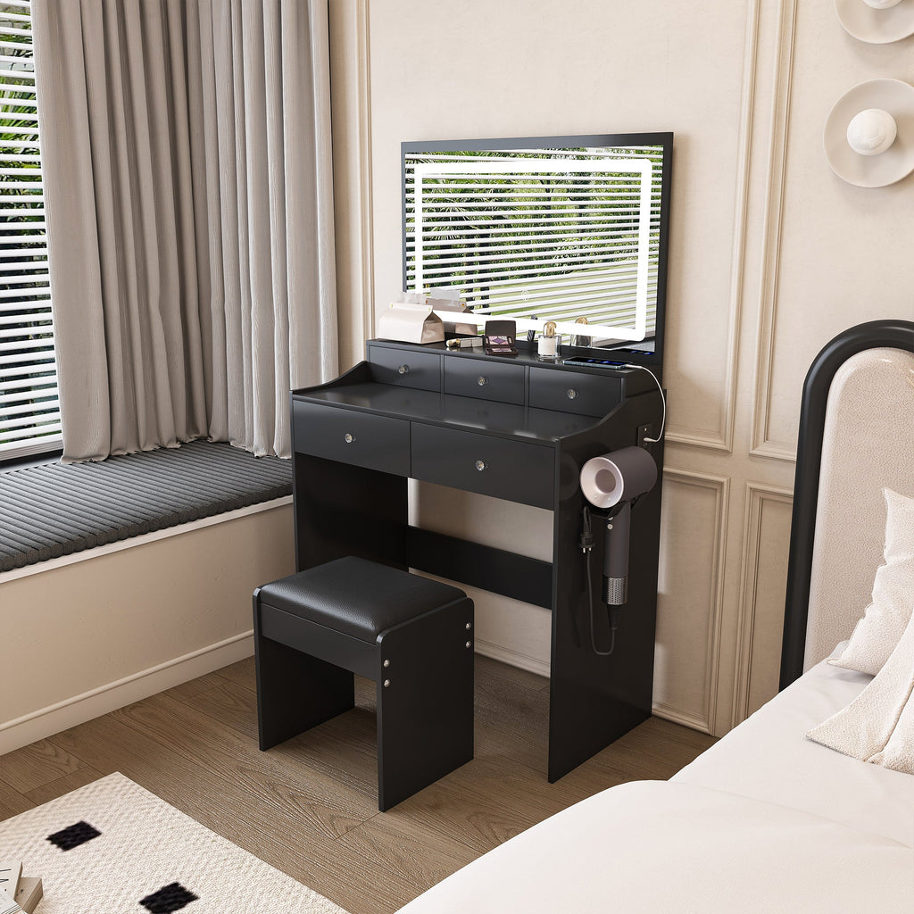 Modern Makeup Vanity Set with Power Outlet