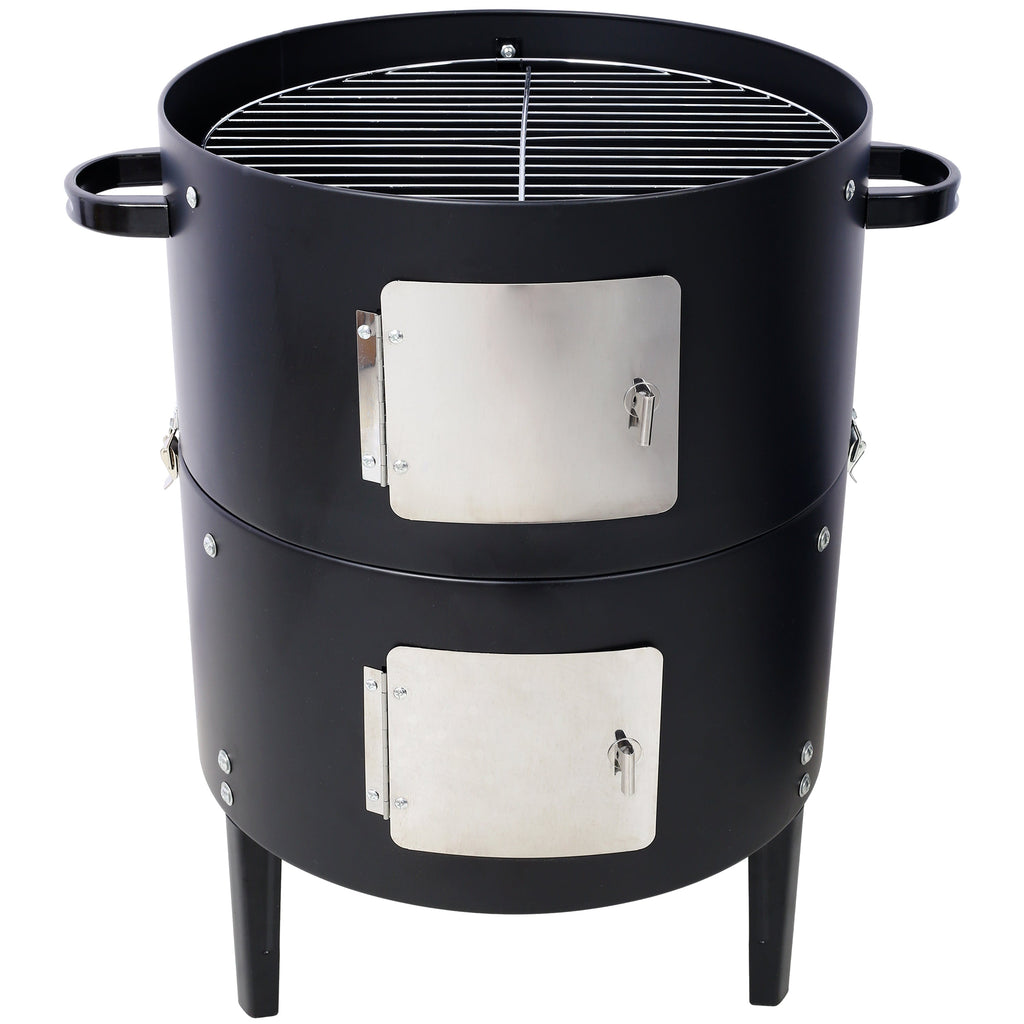 17 Inch Steel Charcoal Smoker Heavy Duty BBQ Grill Outdoor Cooking Black