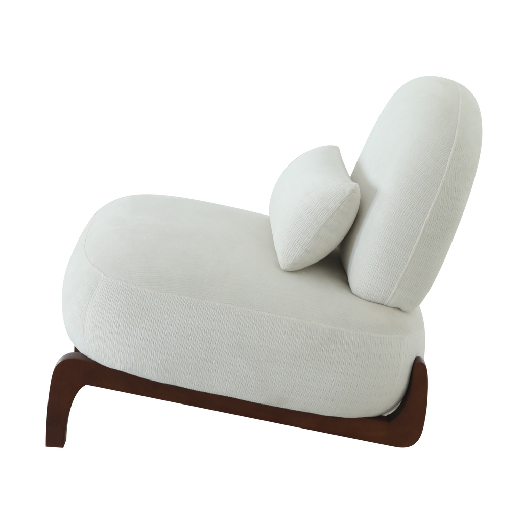 Velvet Accent Chair with Solid Wood Legs
