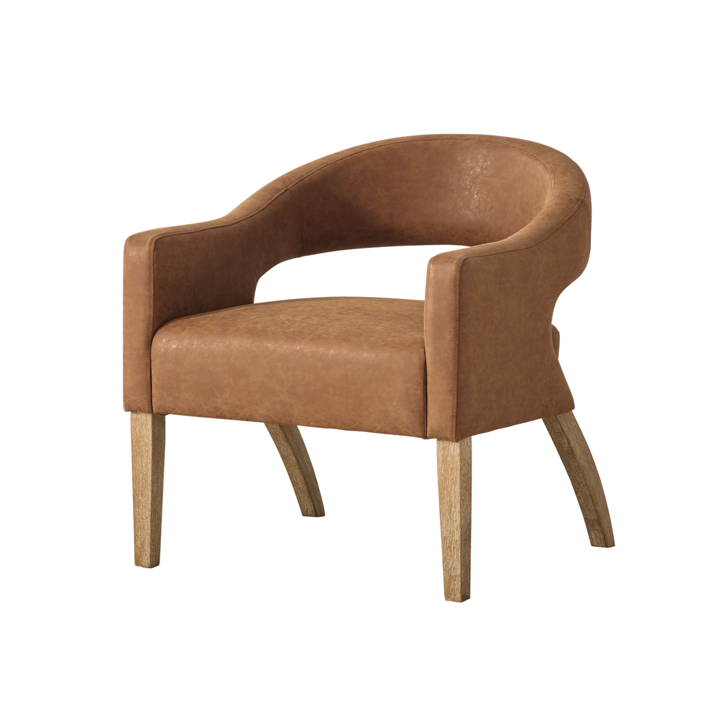 Modern Mid-Century PU Upholstered Open Back Armchair
