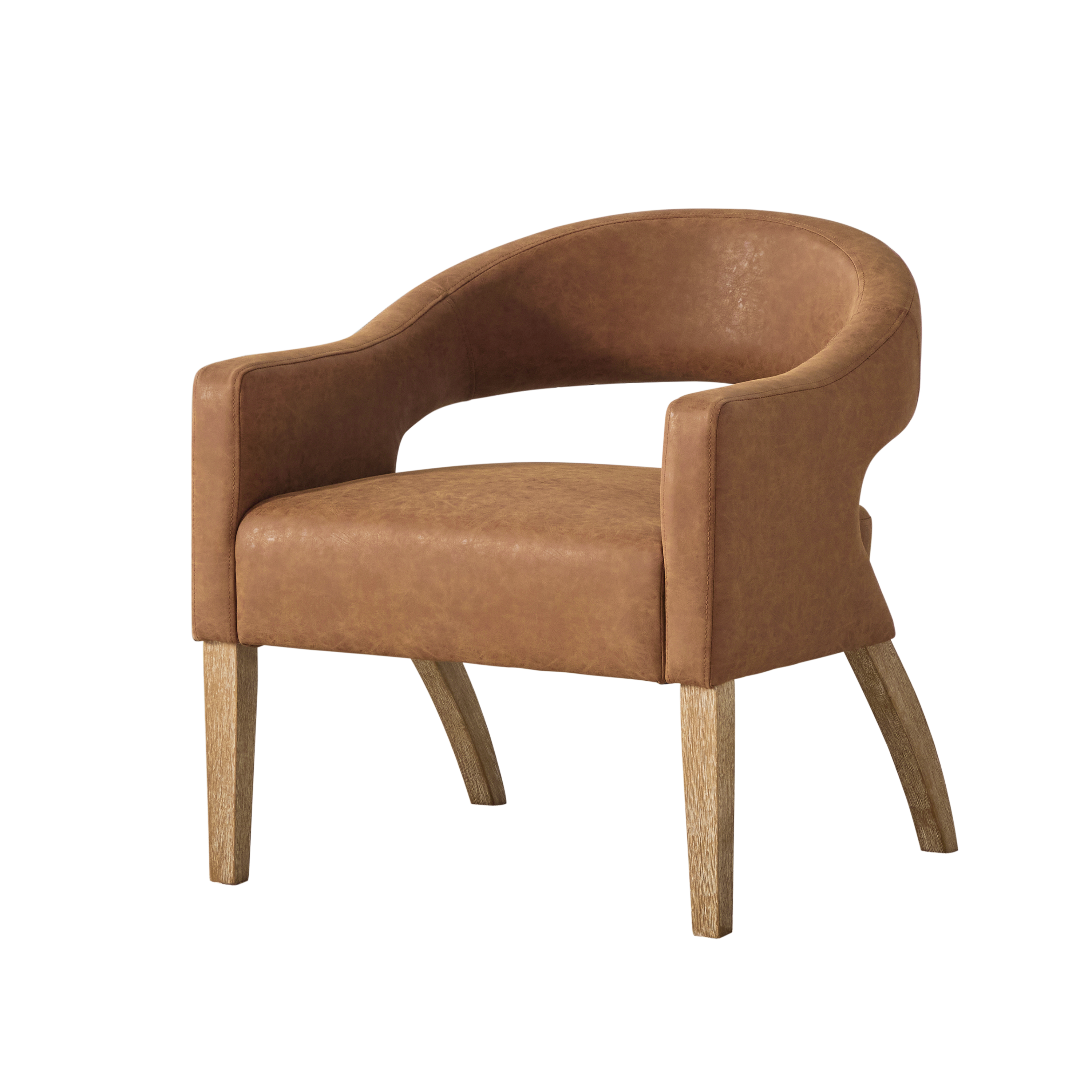 Modern Mid-Century PU Upholstered Open Back Armchair