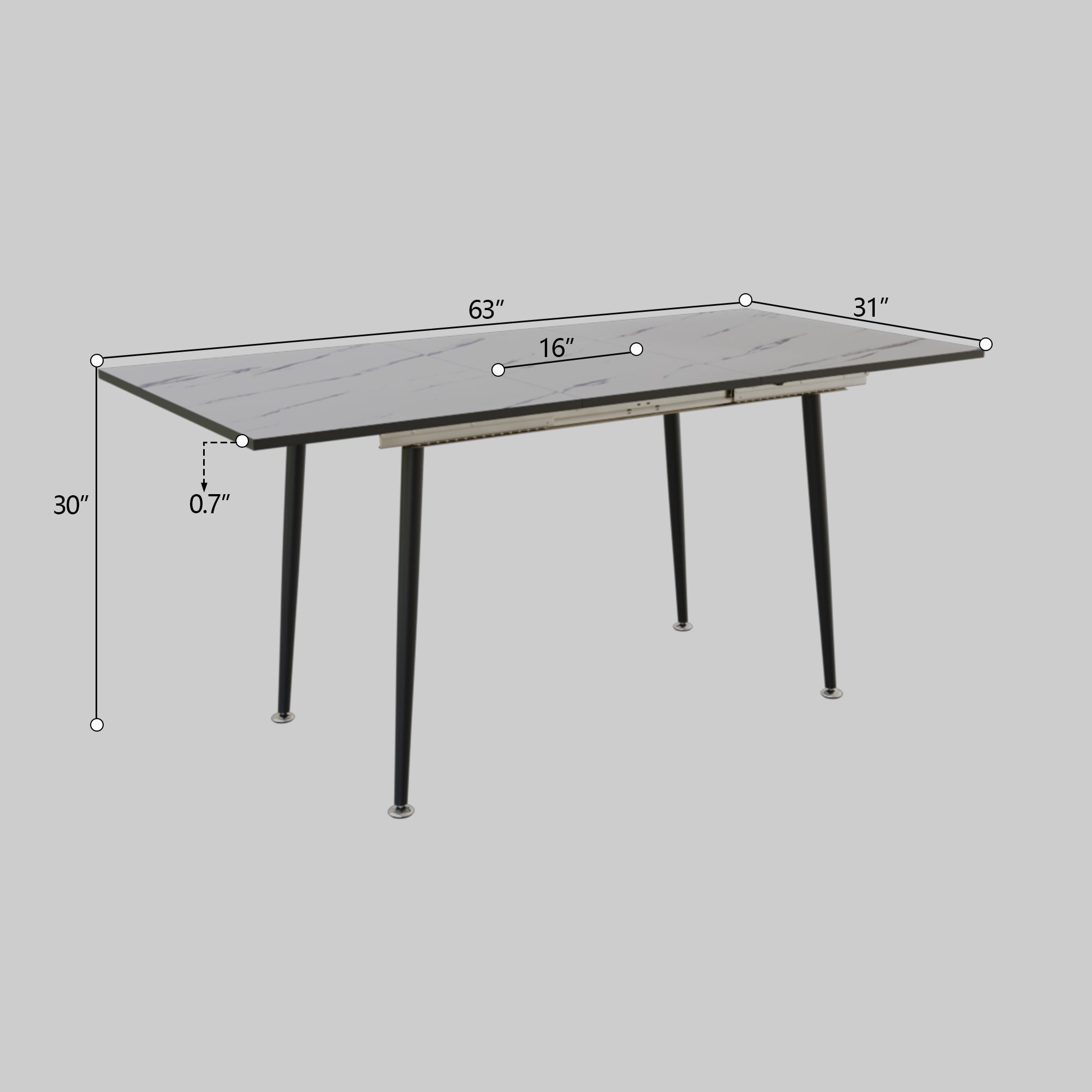 47'-63' Expandable Dining Table and Chair Set