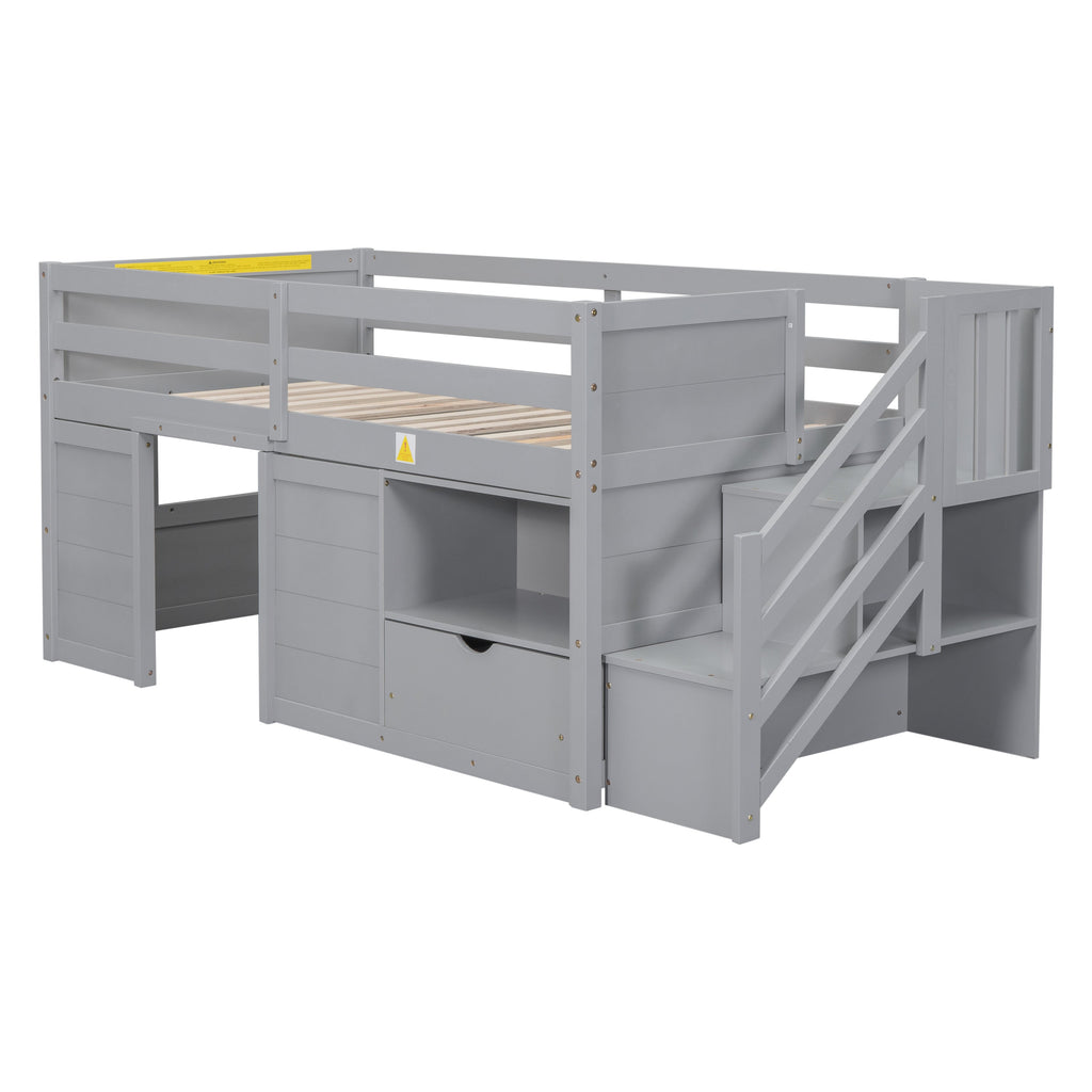 Solid Wood Twin Size Low Loft Bed