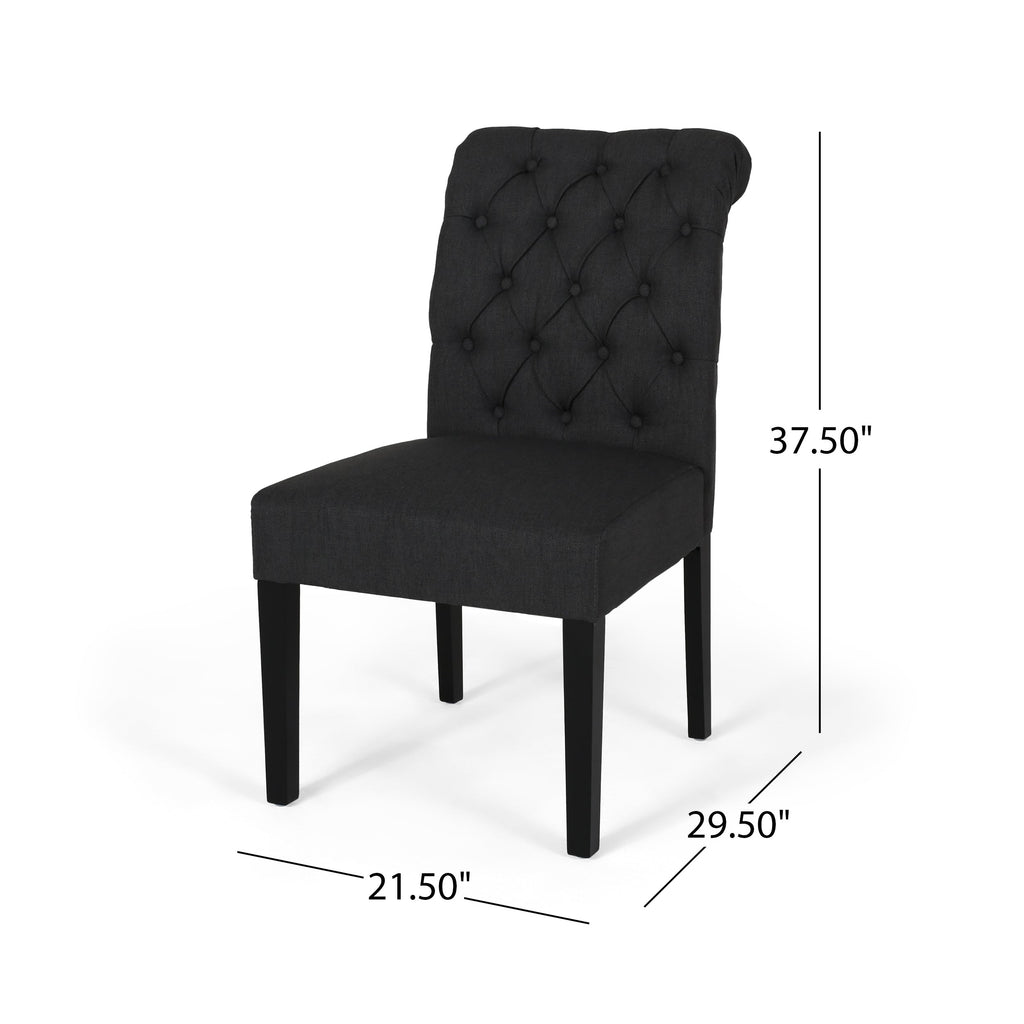 Tuft Dining Rolltop Chairs with Button Tufted Backrest (Set of 2)