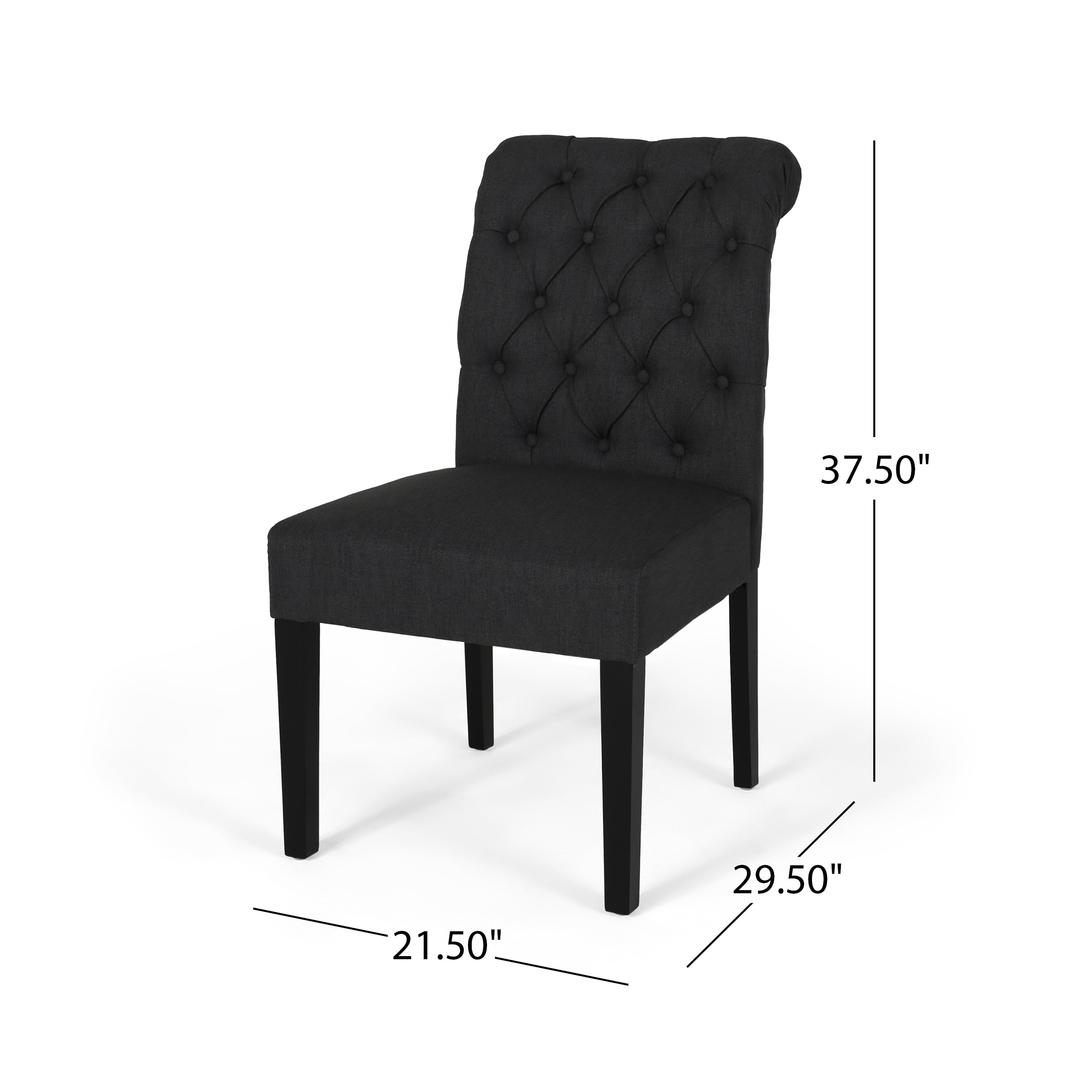 Tuft Dining Rolltop Chairs with Button Tufted Backrest (Set of 2)