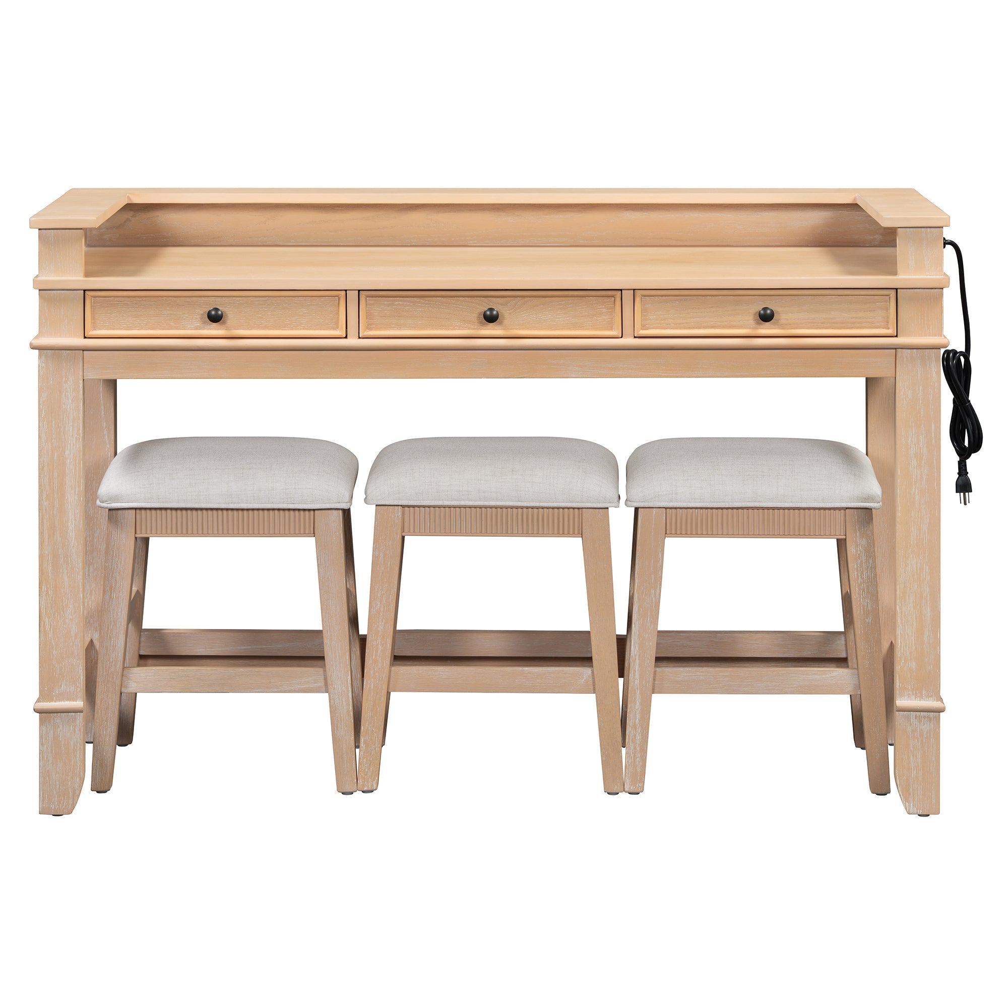 Retro Kitchen Table and Chairs Set with 3 Storage Drawers