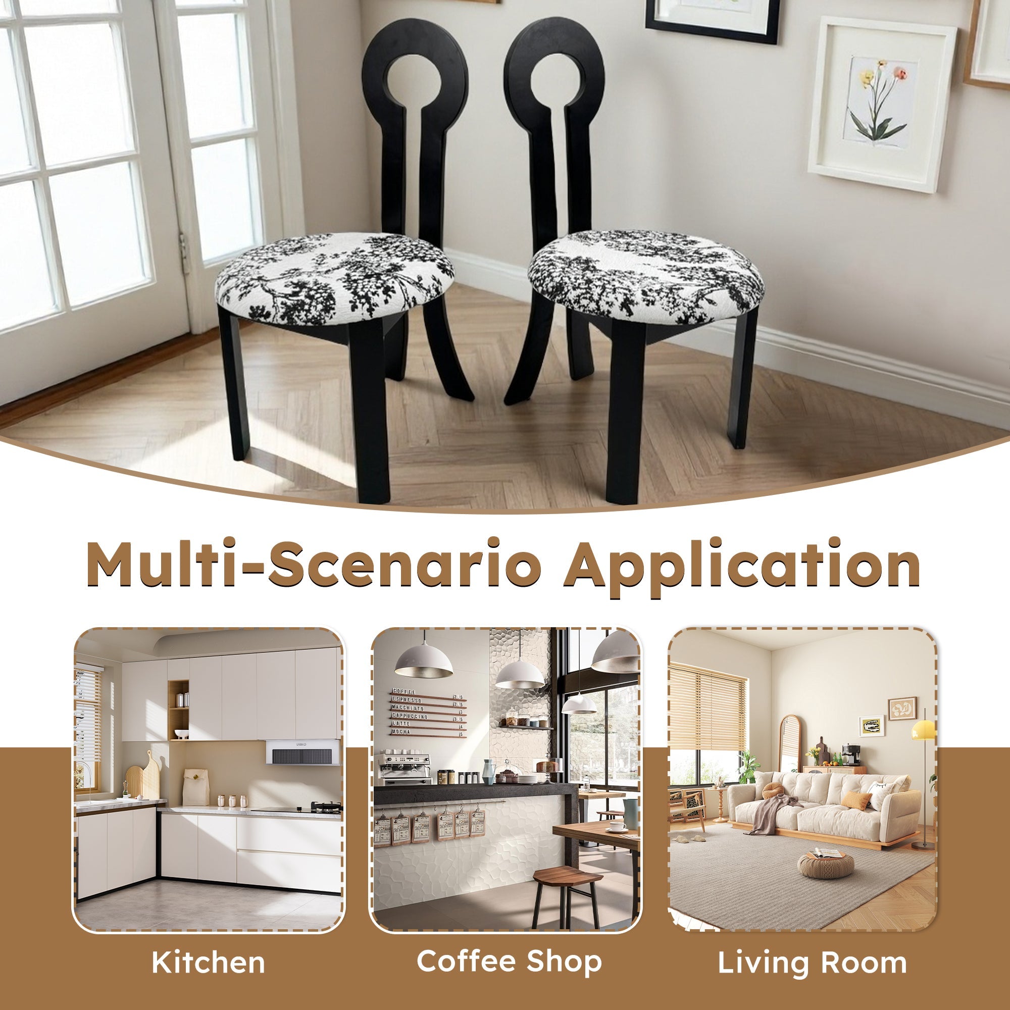 Key-Design Linen Upholstered Dining Chairs (Set of 2)