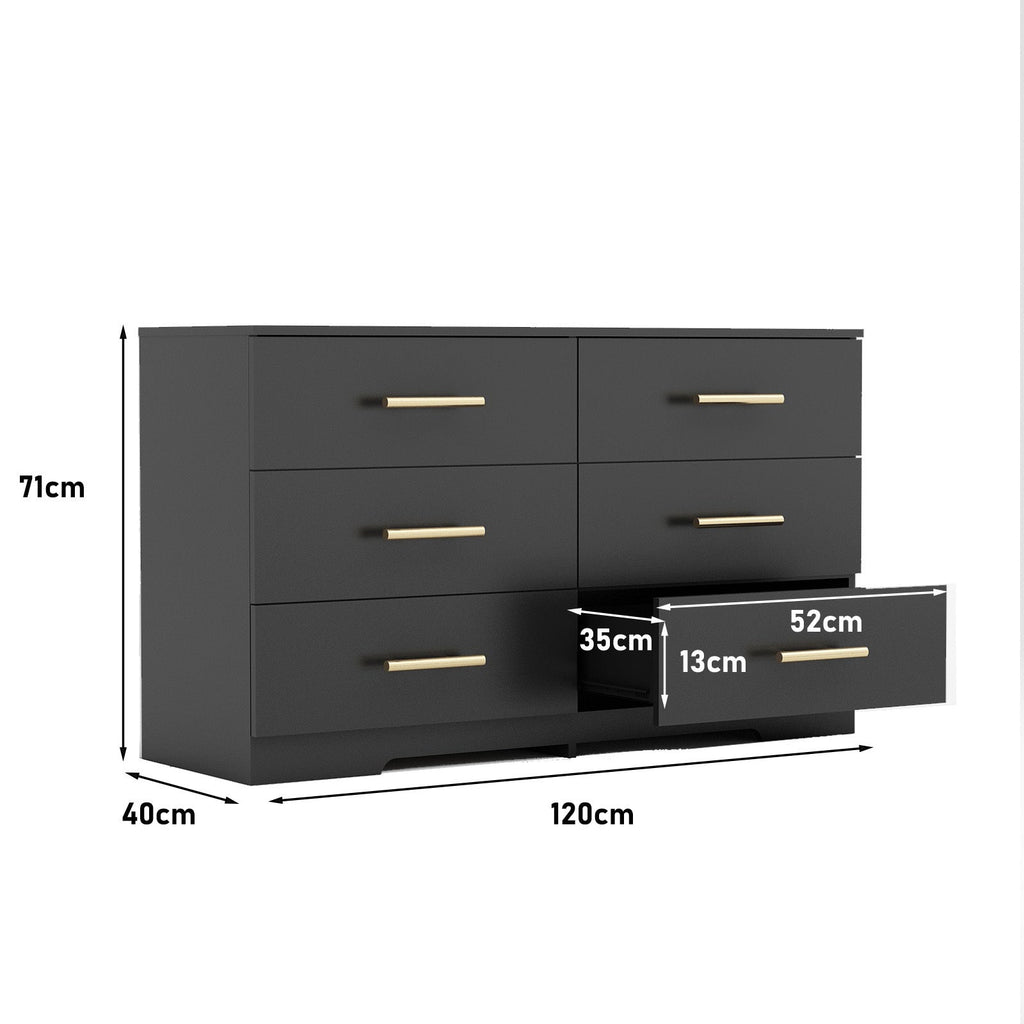 Large 6 Drawers Chest Dressers Table with Golden Handle