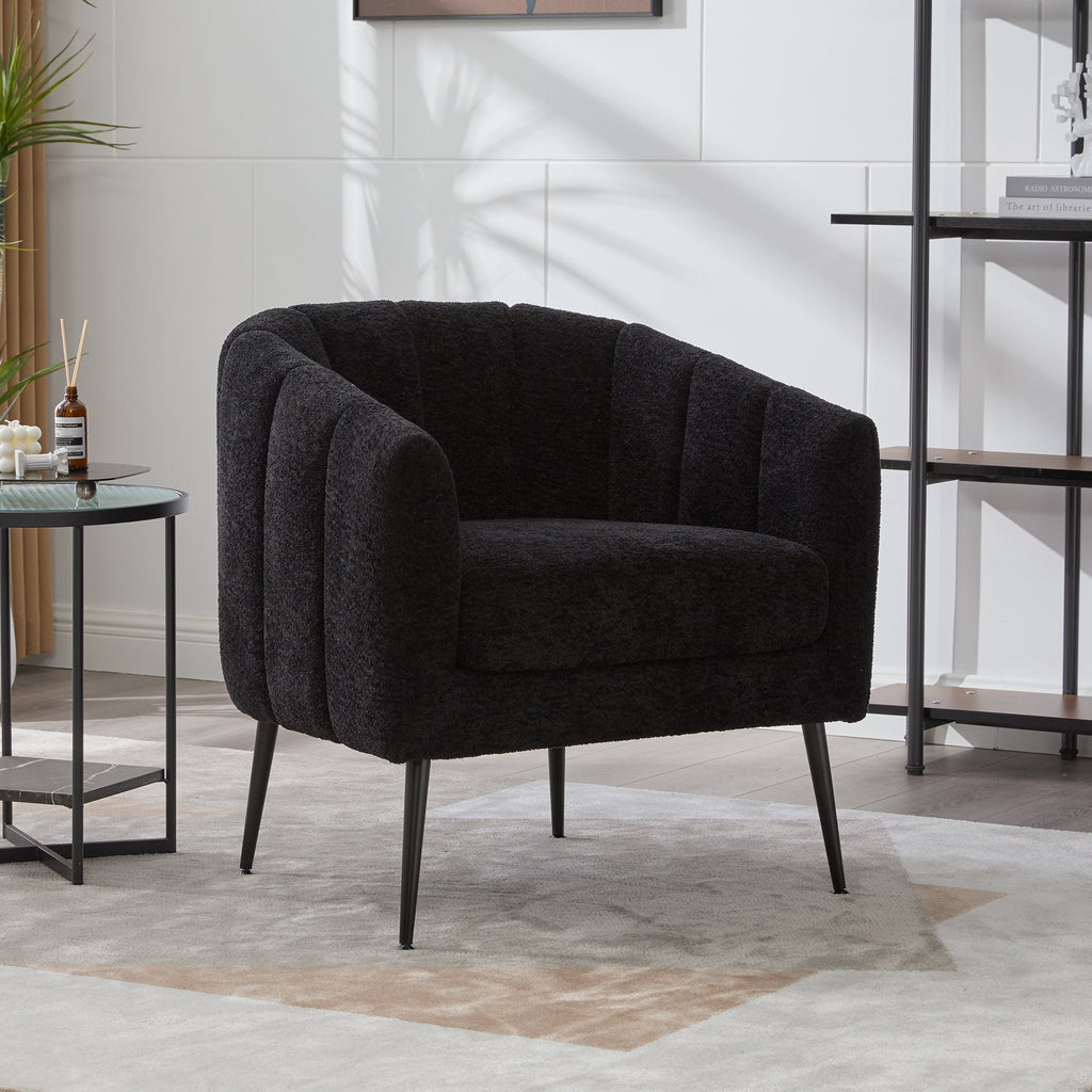 Modern Upholstered Chenille Vanity Barrel Accent Chair