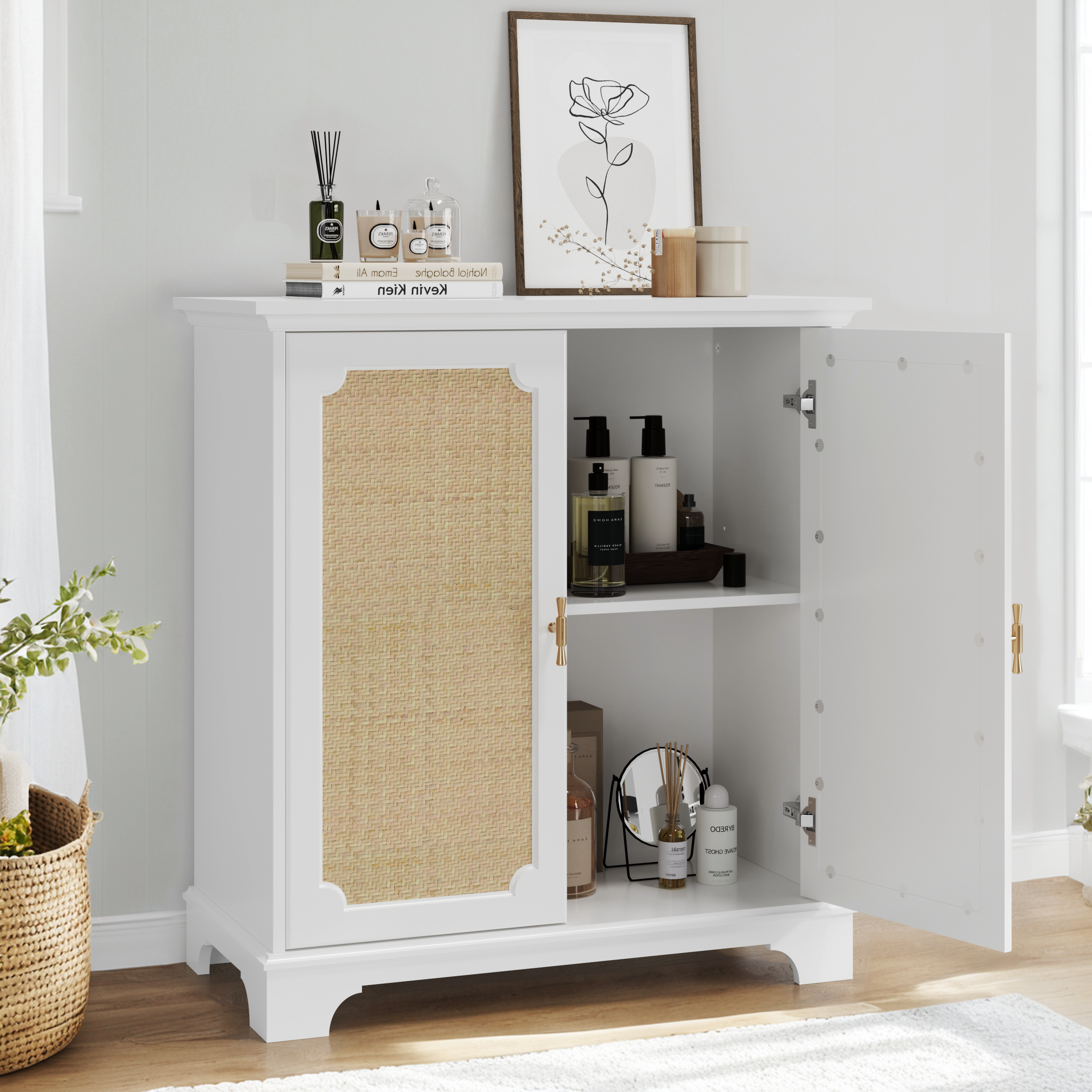 Rattan Decorated Sideboard Buffet Storage