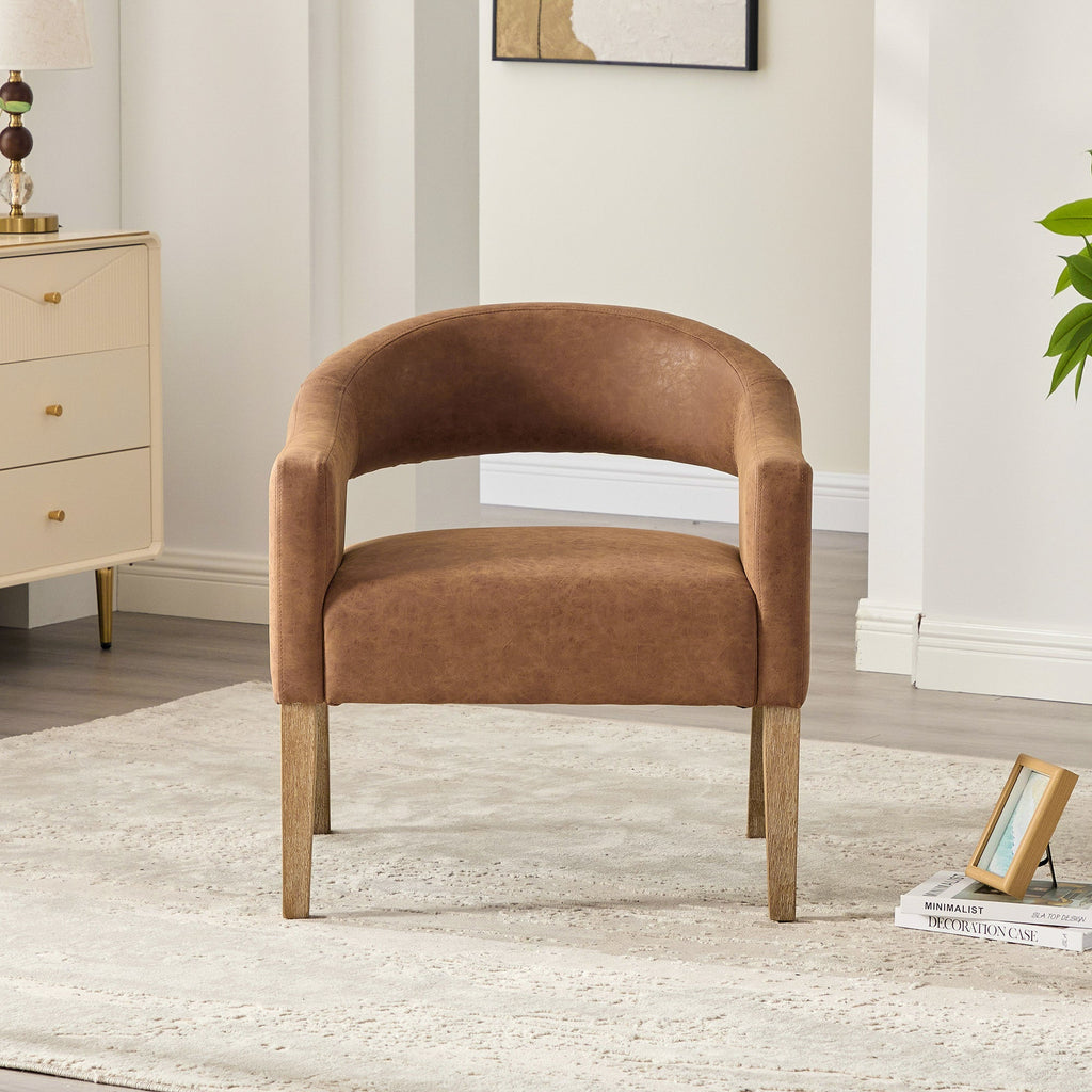 Modern Mid-Century PU Upholstered Open Back Armchair