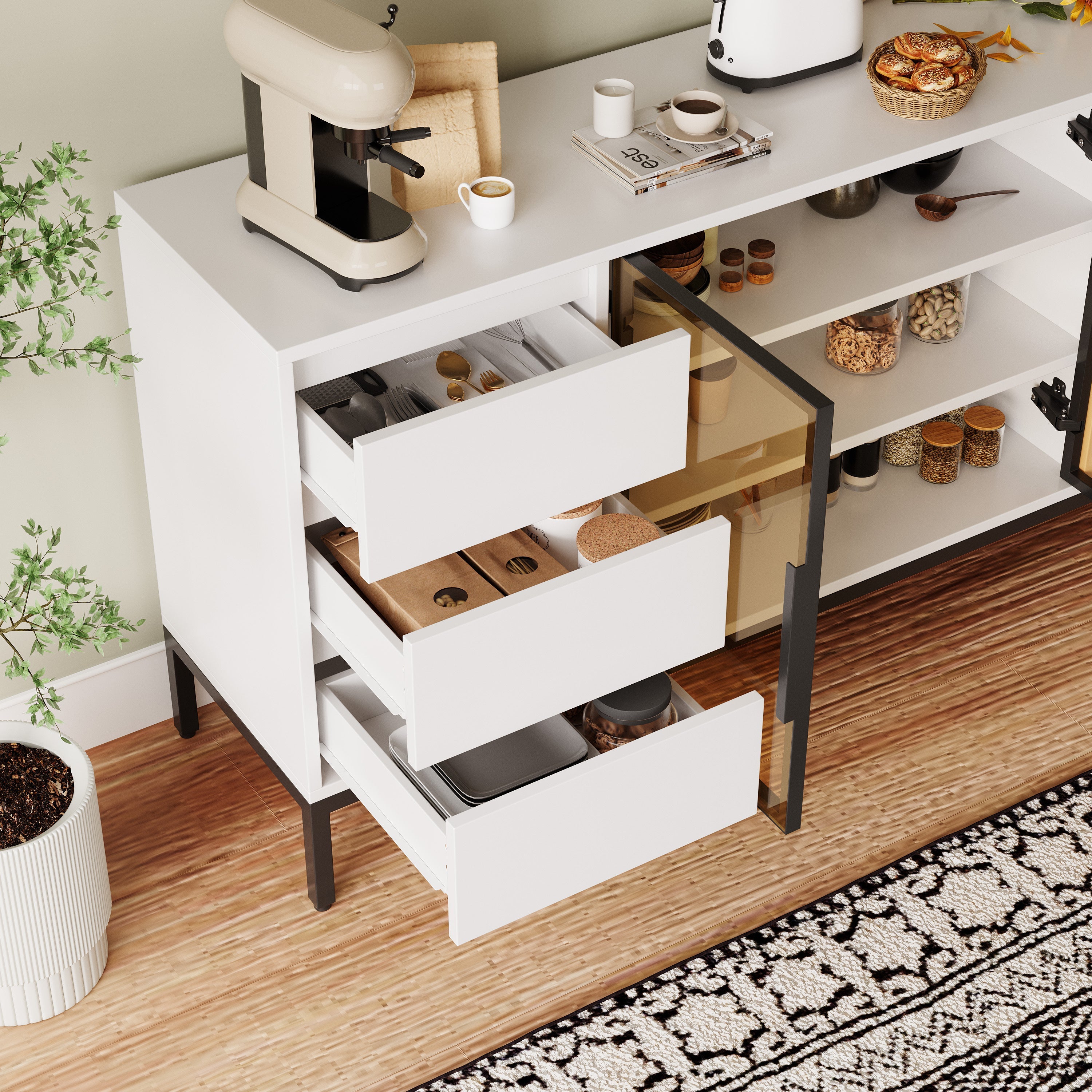Wood Buffet Cabinet with Storage