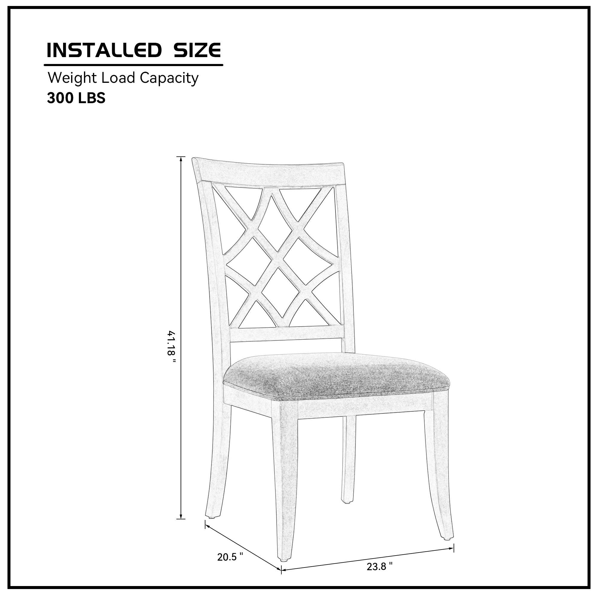 Wooden Frame Upholstered Dining Chairs (Set of 2)