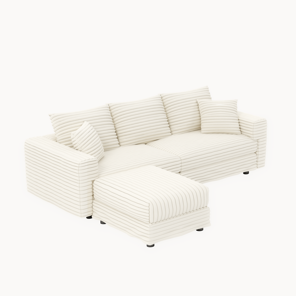 82.7' Modern Comfy Cloud Couch Sofa with Soft Pillows + Ottomans Option