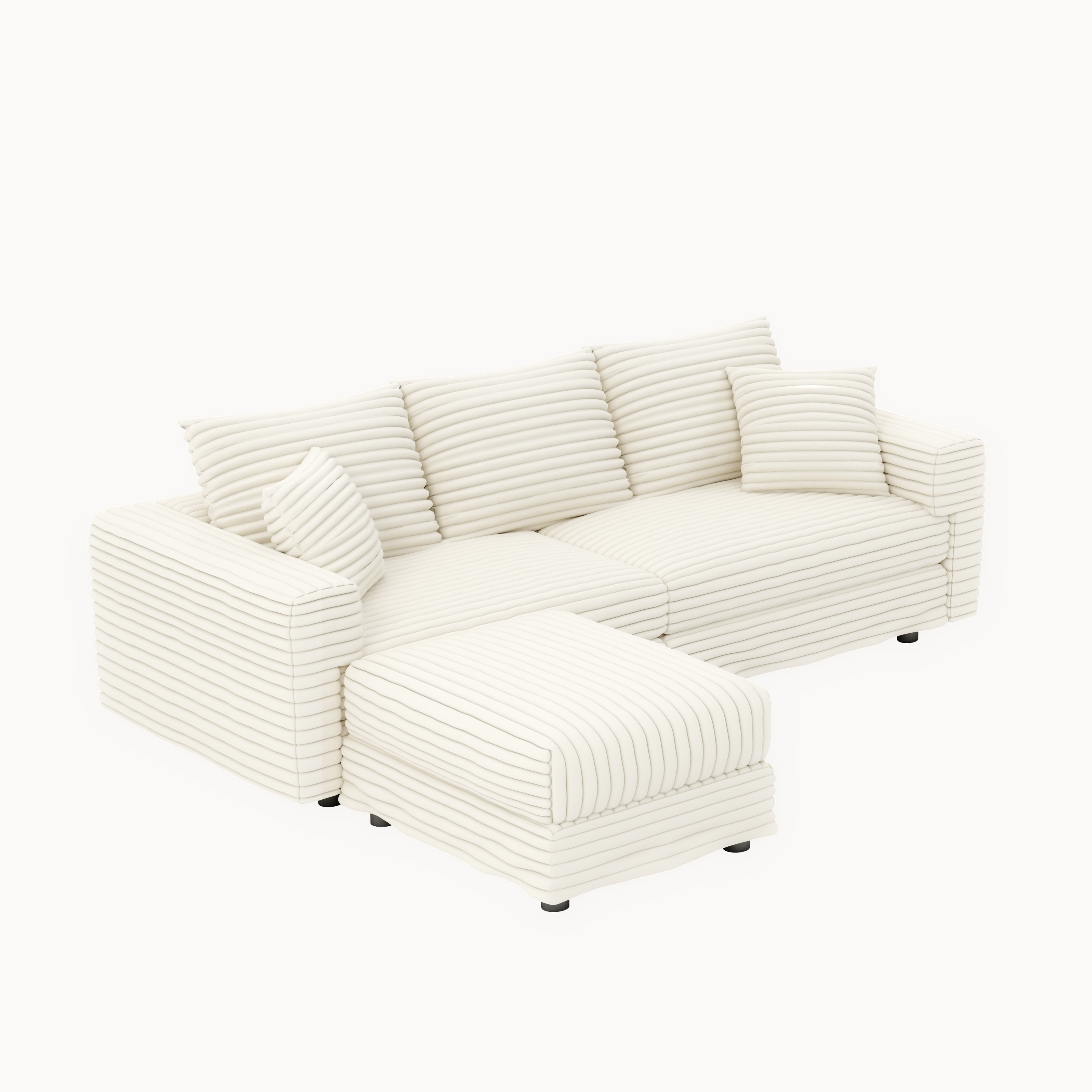 82.7' Modern Comfy Cloud Couch Sofa with Soft Pillows + Ottomans Option