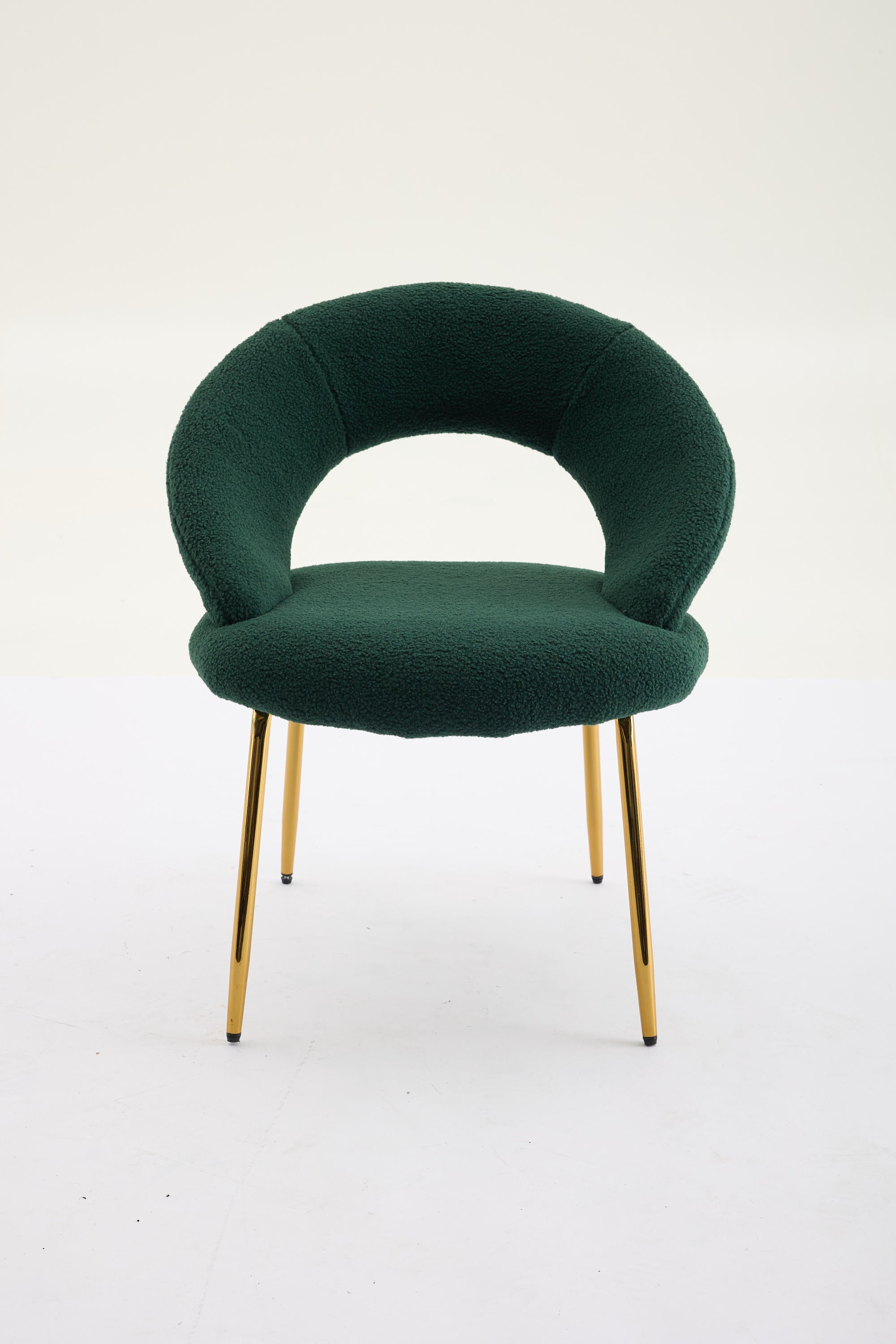 Velvet/Teddy Fabric Dining Chairs with Curved Backrest