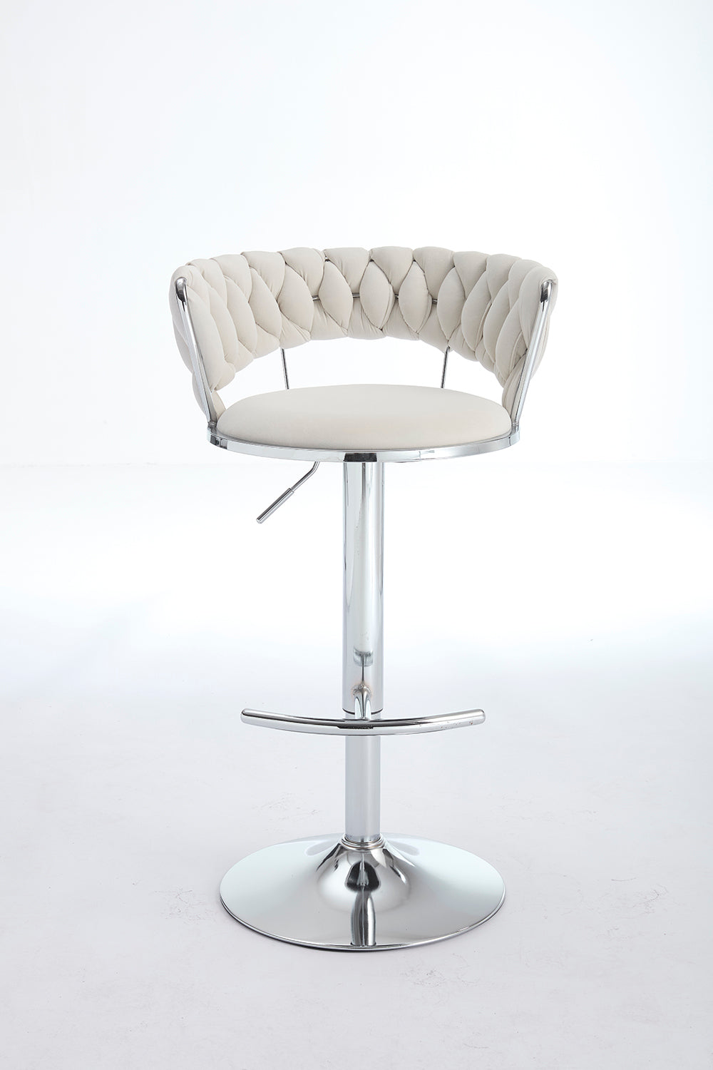 2PCS Metal Bar Stools with Chrome Footrest and Base