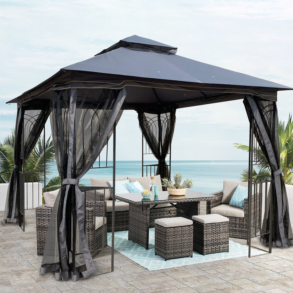 Patio Gazebo Tent with Ventilated Double Roof and Mosquito Net for Backyard or Garden