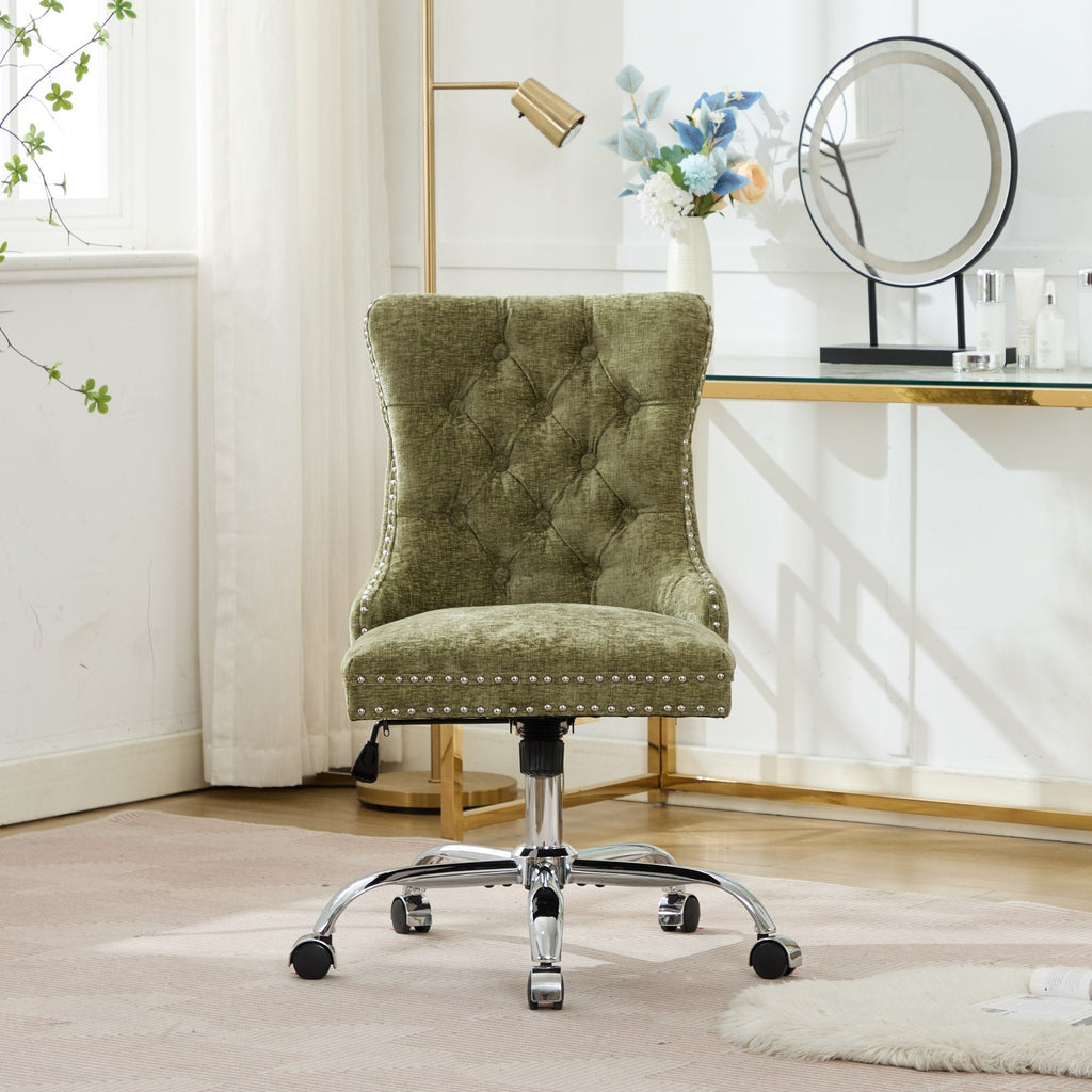Modern Chenille Upholstered Tufted Button Home Office Chair