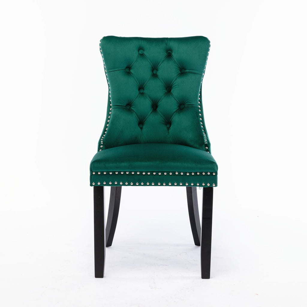 Modern High-end Tufted Solid Wood Velvet Dining Chair(Set of 2)