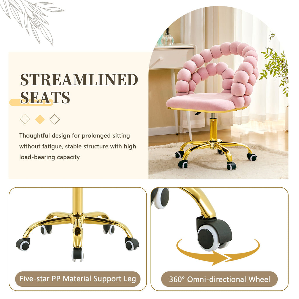 Coloful Modern Velvet Adjustable Swivel Desk Chair with Bubble Back
