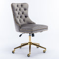 Adjustable Velvet Upholstered Tufted Button Home Office Chair