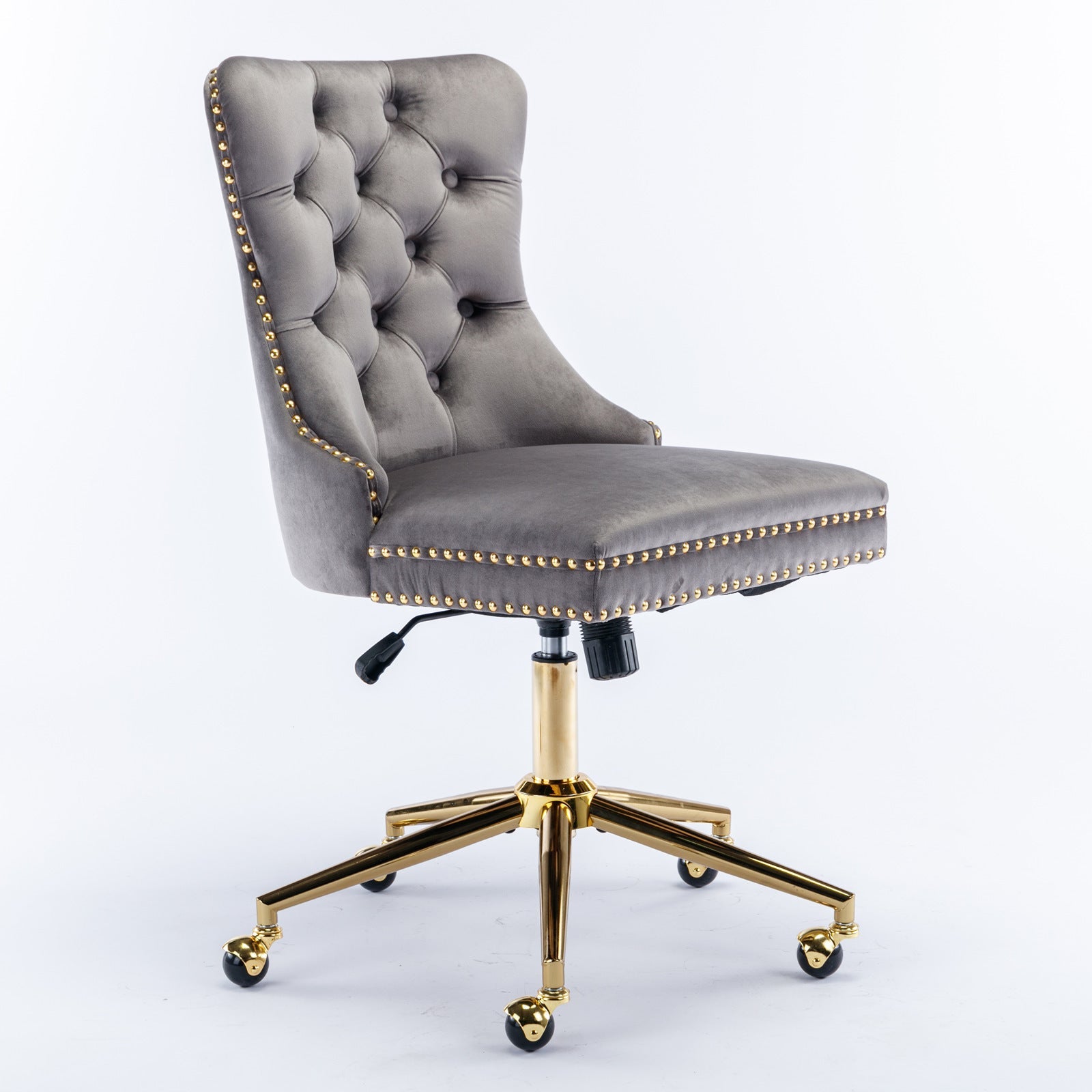 Adjustable Velvet Upholstered Tufted Button Home Office Chair