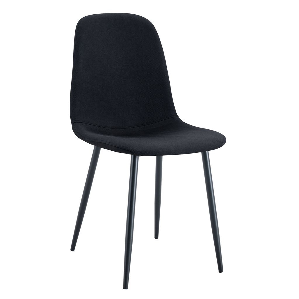 Luxury Simple Chair Black Linen Dining Chair  (Set of 4)