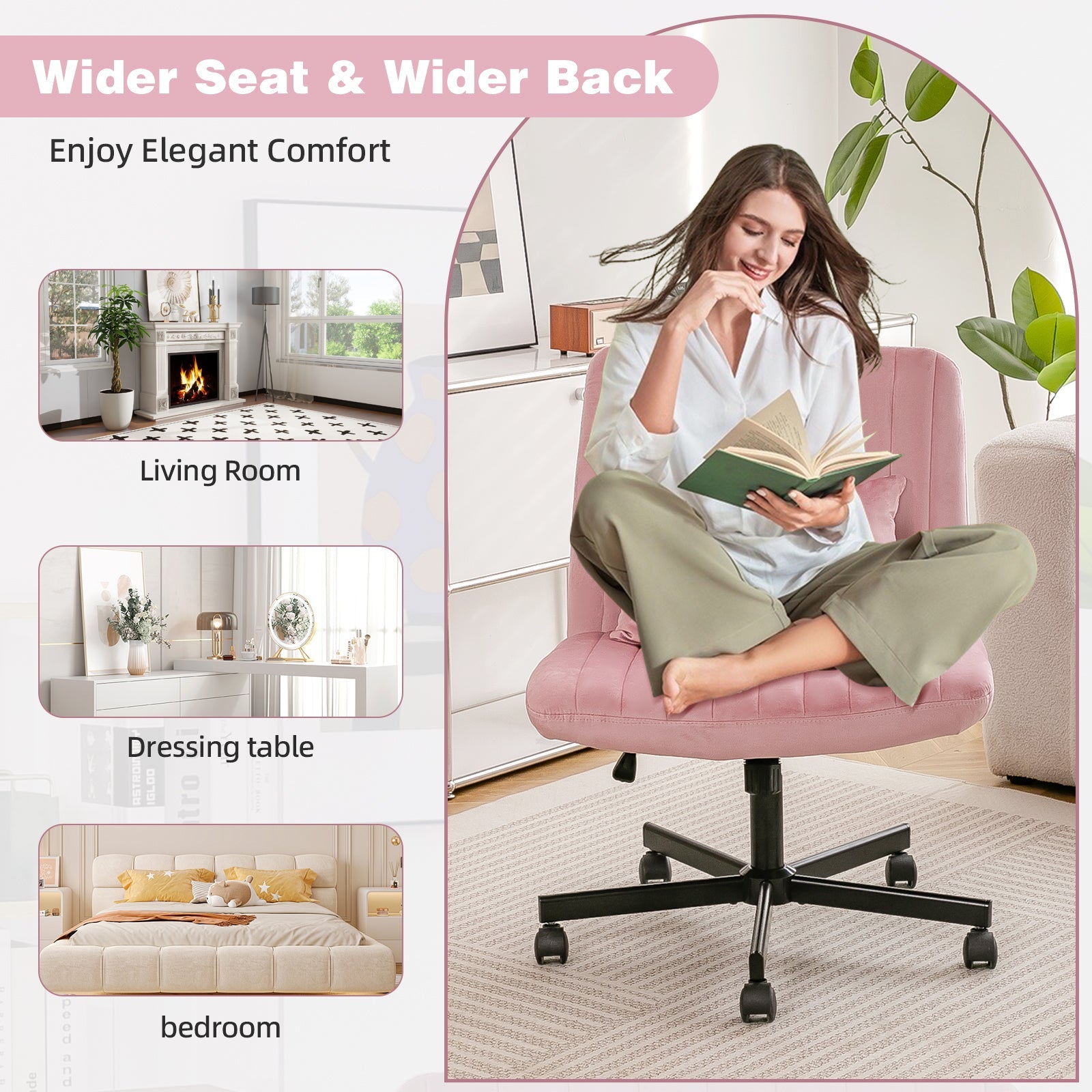 Criss Cross Armless Office Chair with Wheels