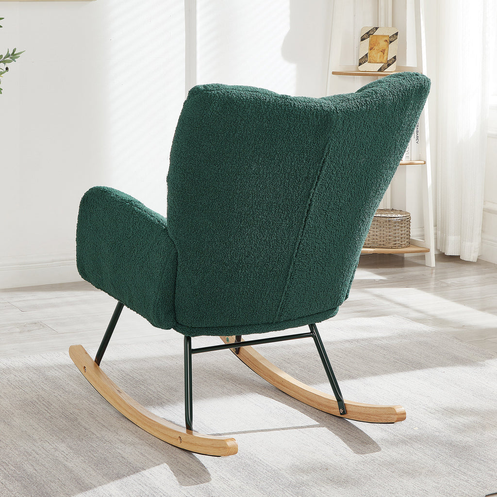 Tufted Upholstered Teddy Fabric Glider Rocking Chair