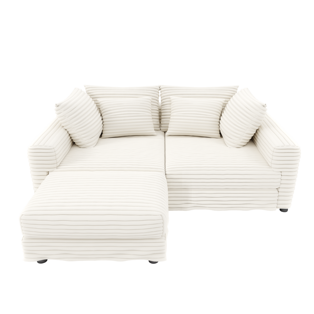 Modern 4 Seat Comfy Upholstered Sofa + Ottoman Option