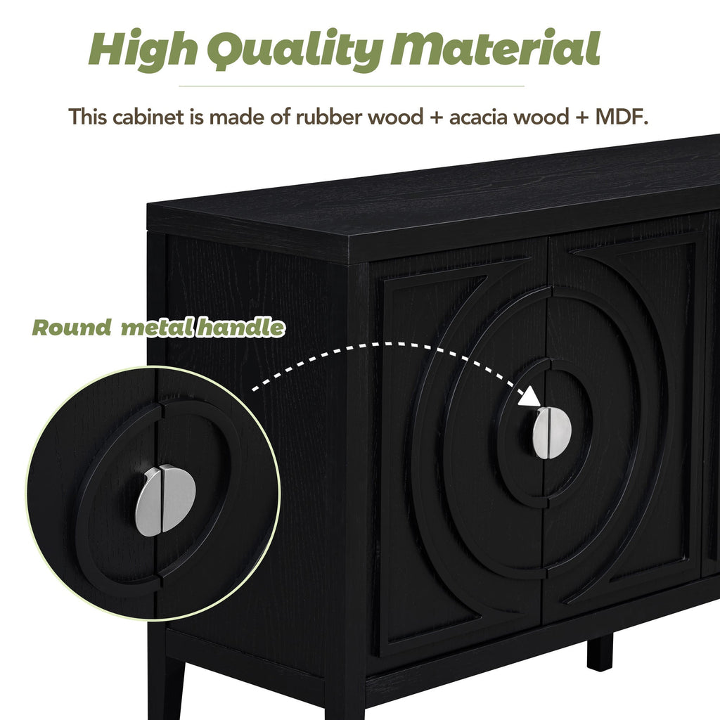60" Circular Groove Design Sideboard Door for Living Room