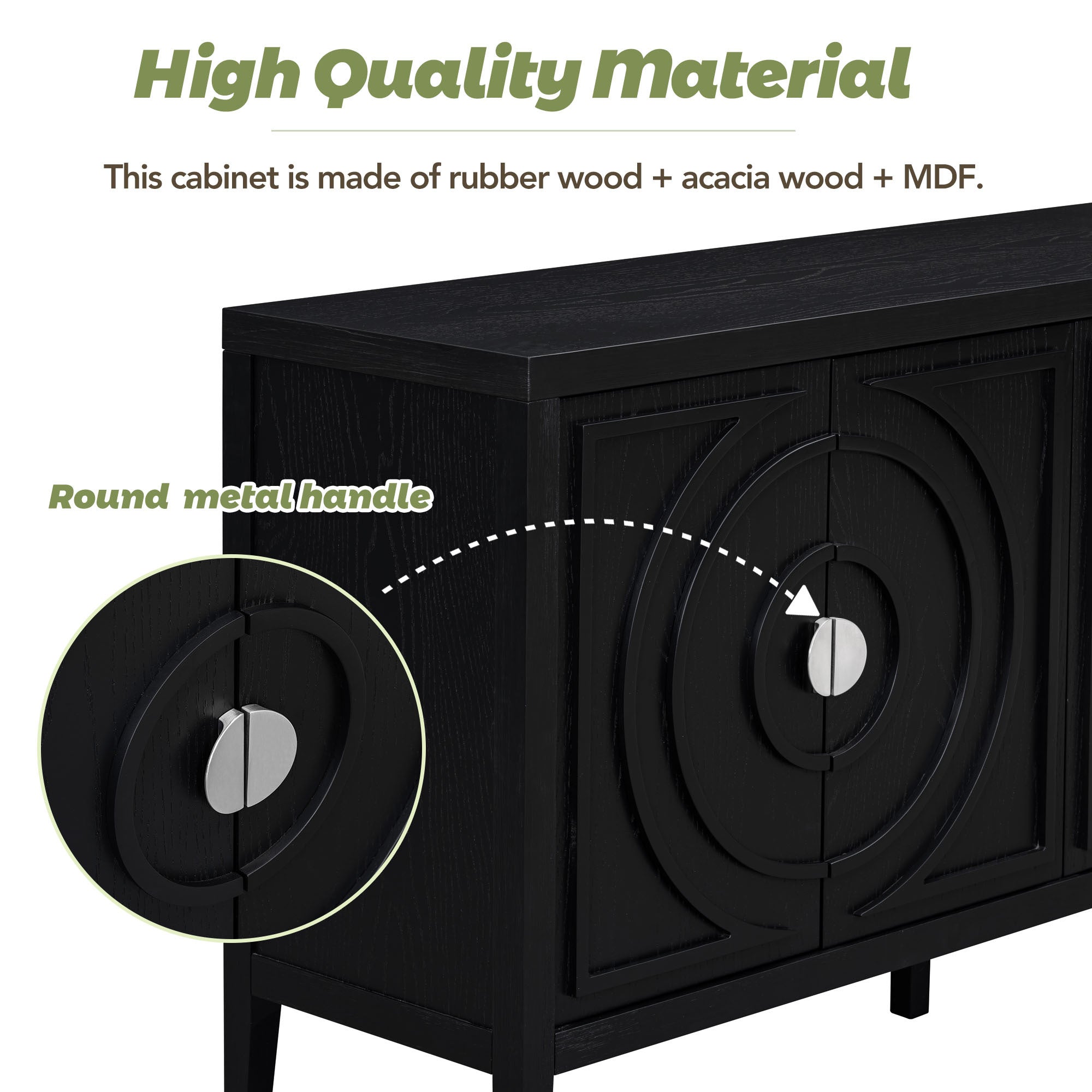 60" Circular Groove Design Sideboard Door for Living Room