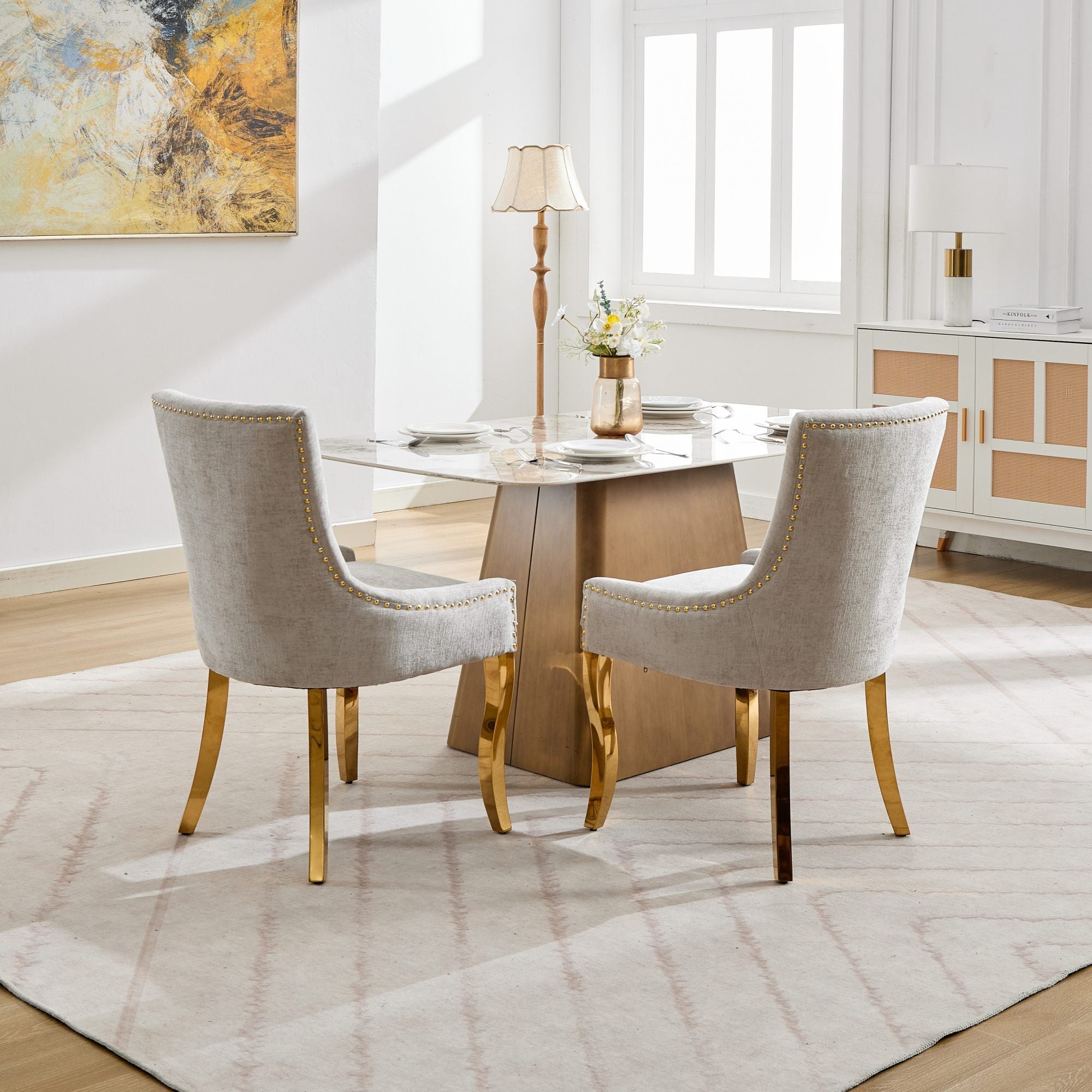 Modern Style Chenille Dining Chairs (Set of 2)