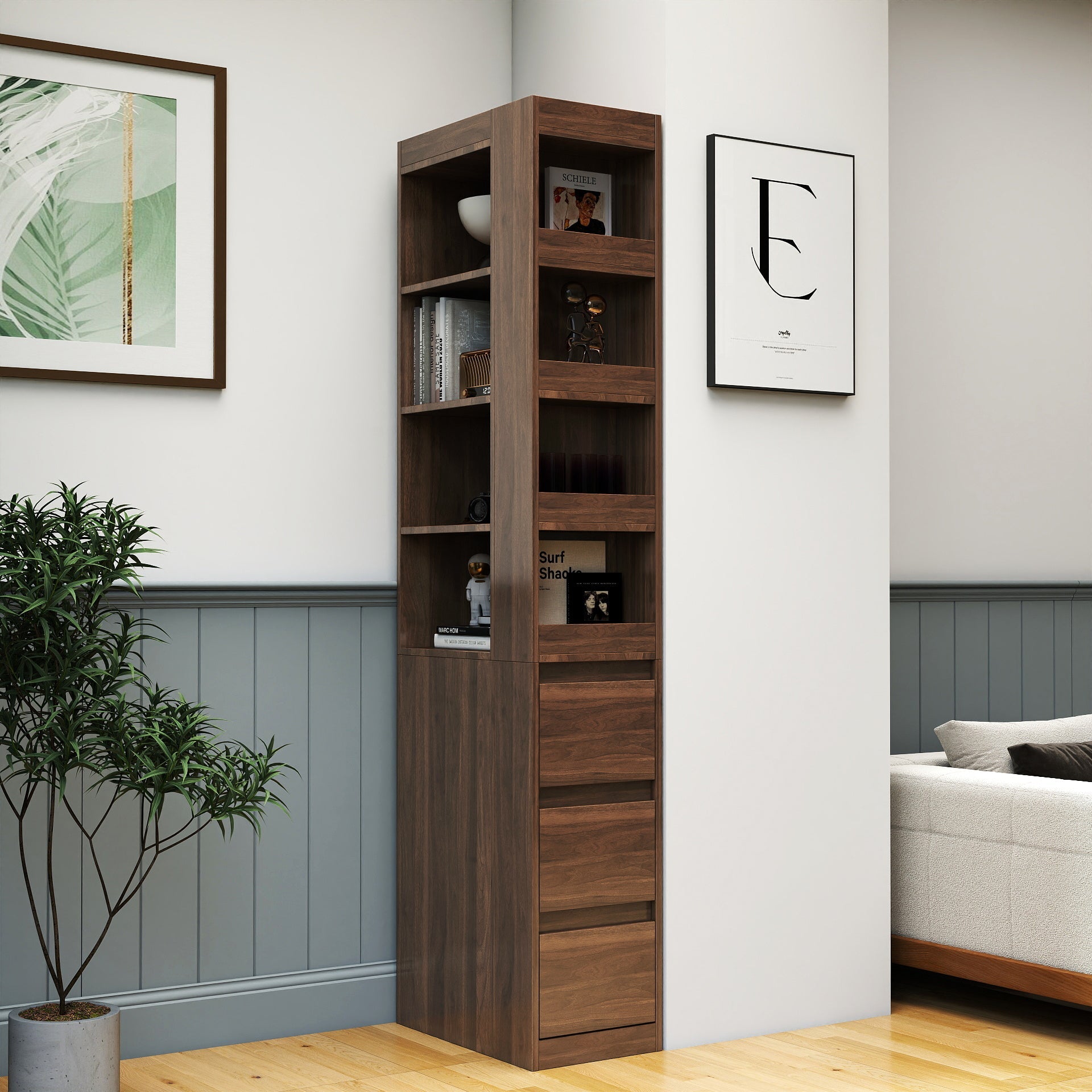 70.87' H Modern Wooden Tall Bookshelf Bookcase