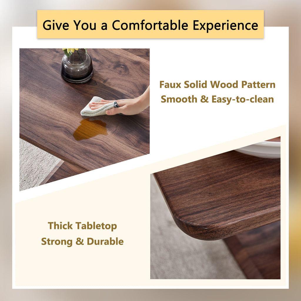 Modern Minimalist Walnut Dark Brown Rectangular Coffee Table