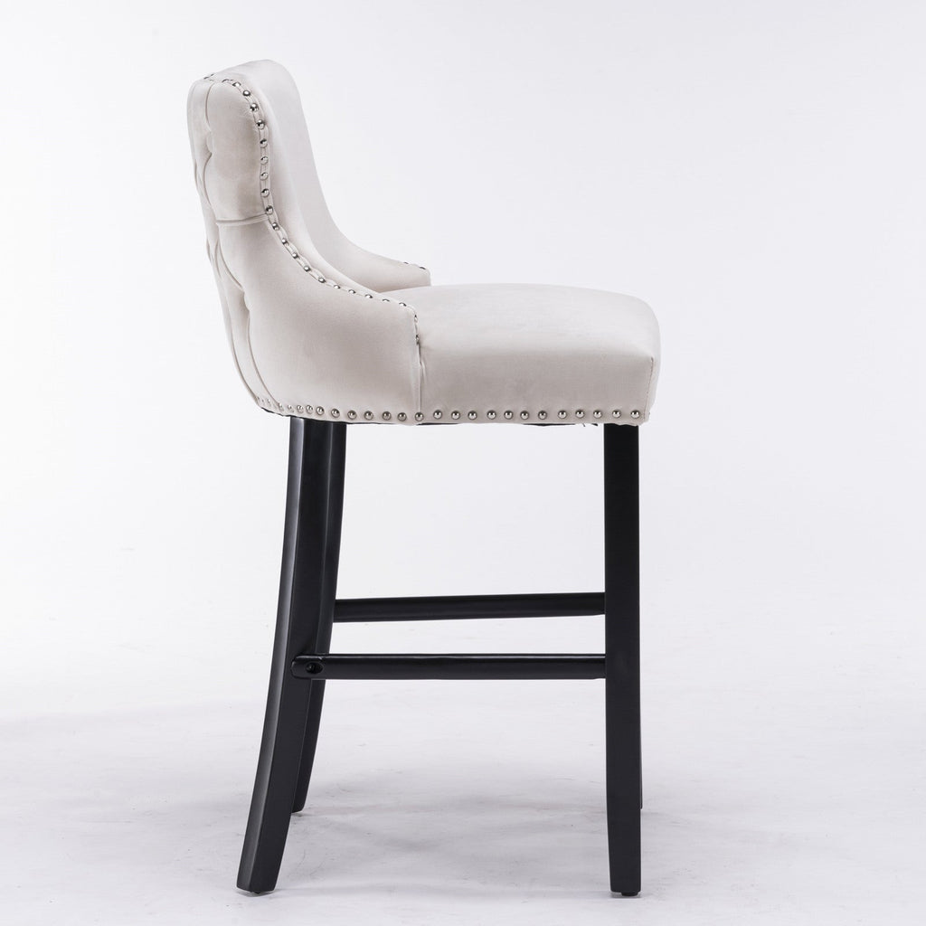 Leisure Style Velvet Upholstered Wing-Back Barstools (Set of 2)