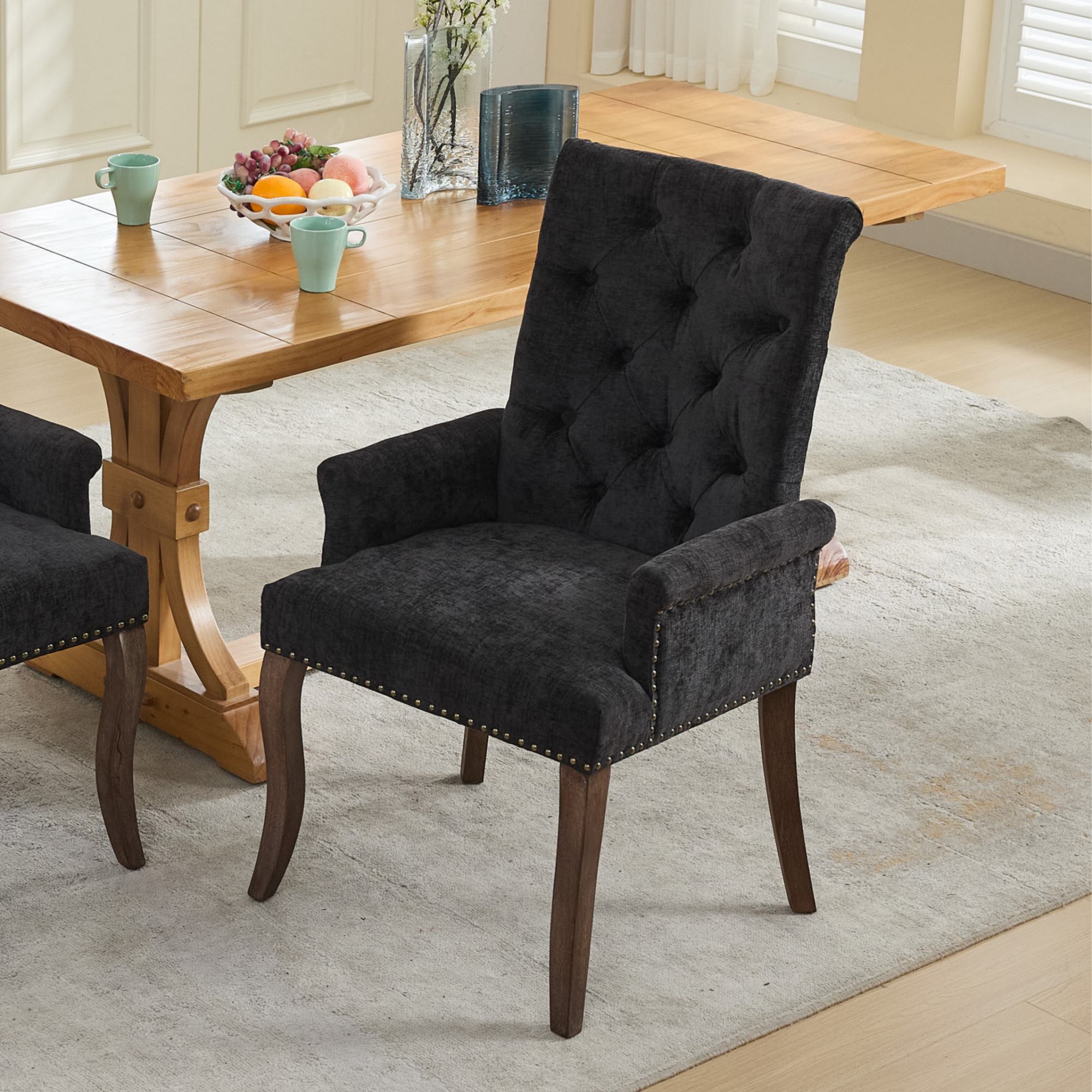 Elegant Upholstered Chenille Fabric Accent Dining Chair
