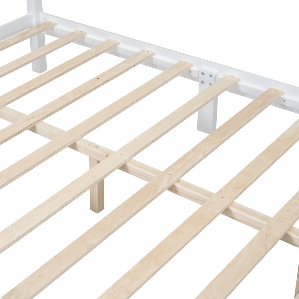 Queen Retro Style Size Wood Platform Bed Fram