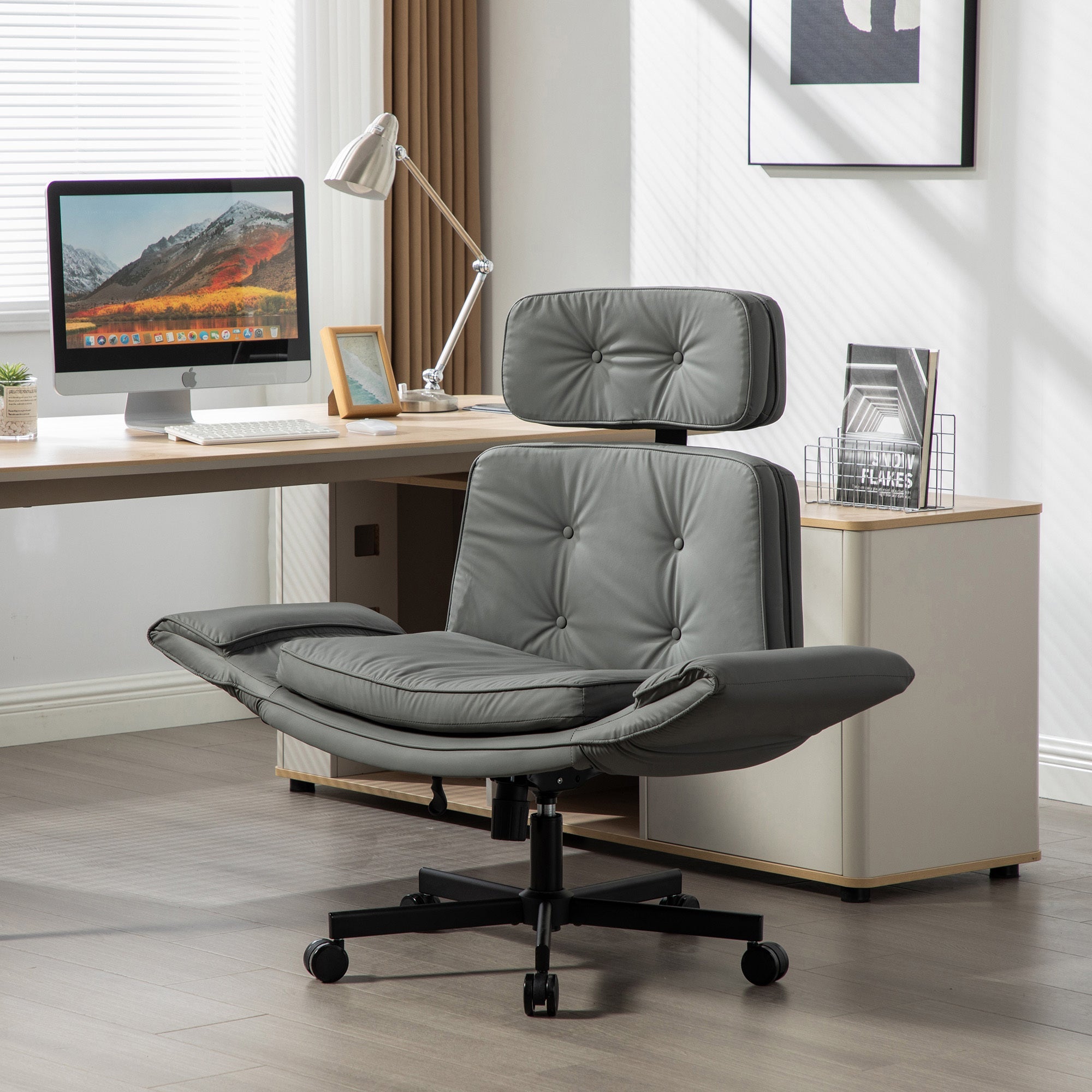 Pet Friendly Criss Cross Chair Swivel Task Office Chairs with Wide Seat