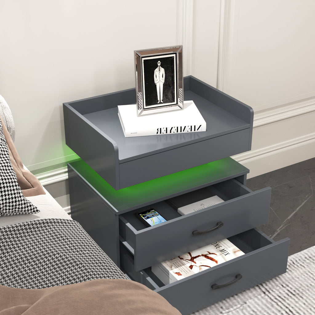 Nightstand with Remote-Controlled LED Strip Light