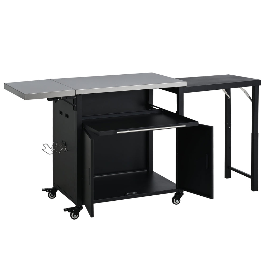 Foldable BBQ cart with storage, portable for backyard & patio cooking