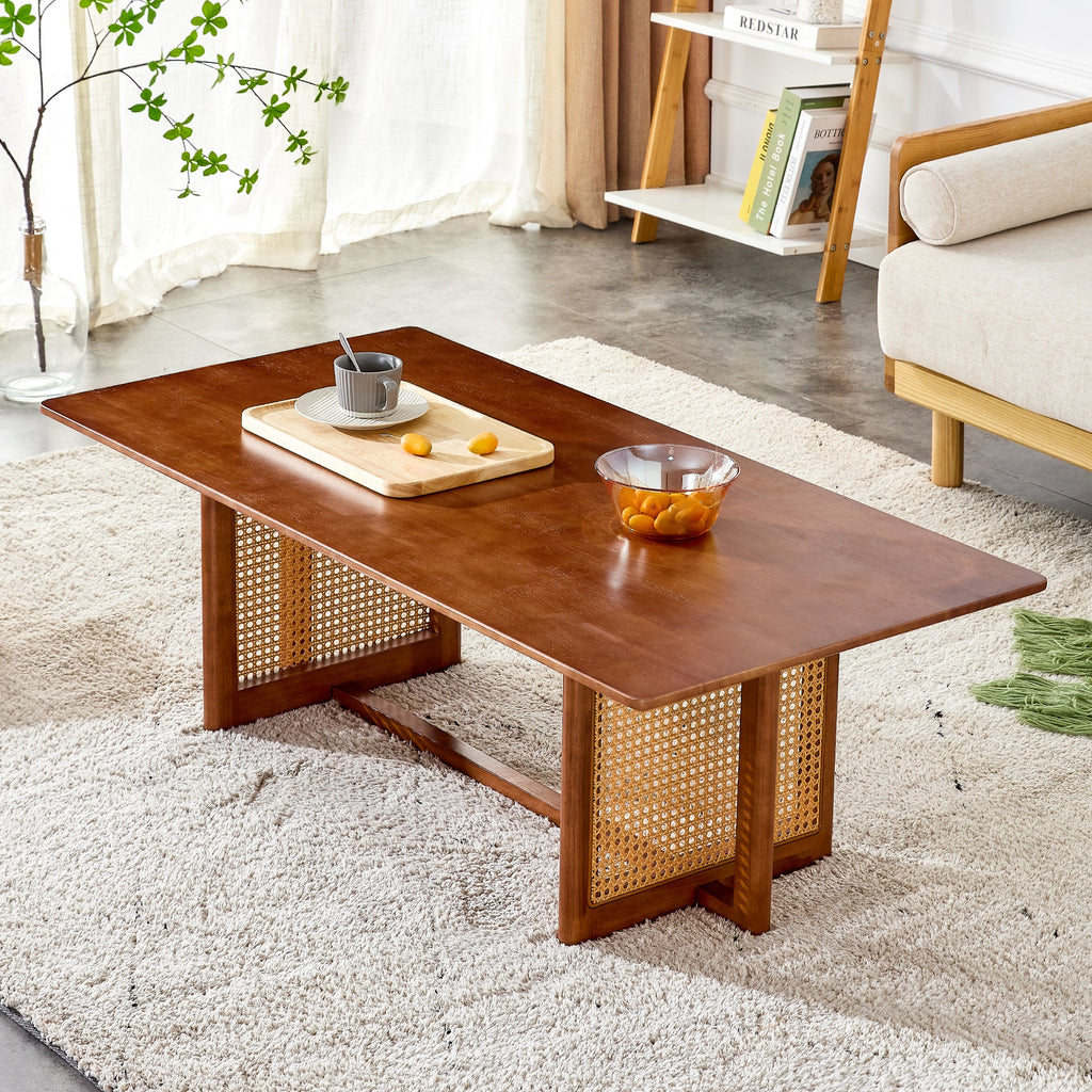 Chinese Style Rattan Solid Wood Coffee Low Table