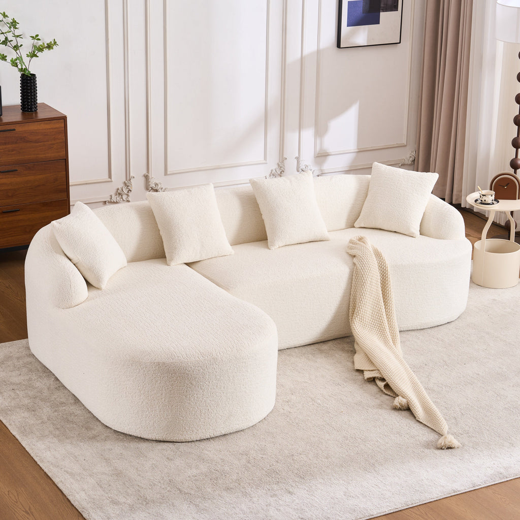 Boneless L-Shape Sectional Sofa with Curved Chaise