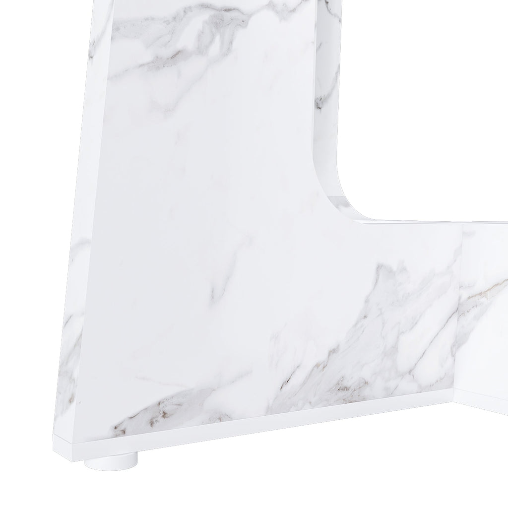 Modern 47.24' Round Dining Table with Marble White Finish